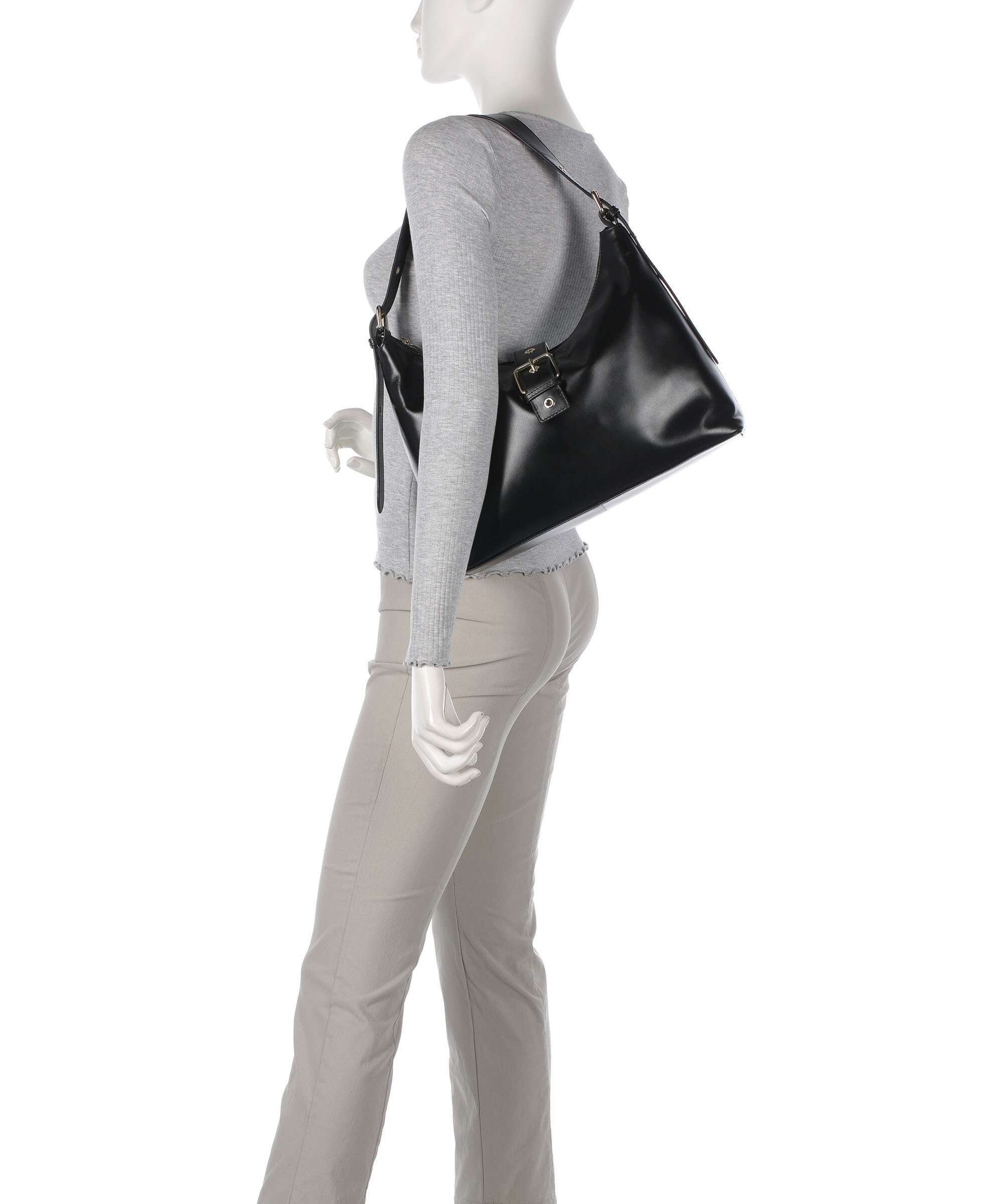 Núnoo Italian Leather Rio Buckle Hobo bag black
