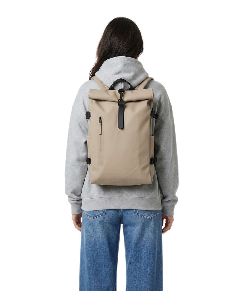 Rains Large Rolltop backpack beige