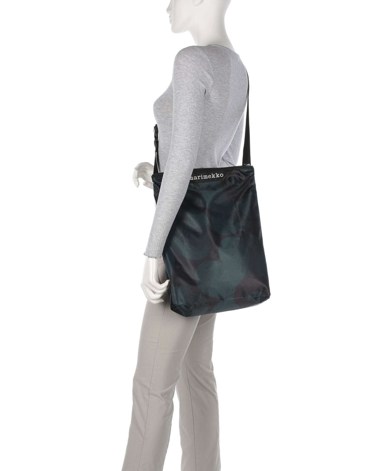 Marimekko Neat Unikko M Hobo bag dark green/black