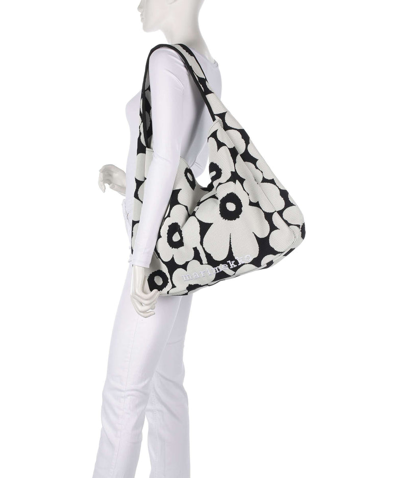 Marimekko Knitted Unikko Hobo bag black/offwhite