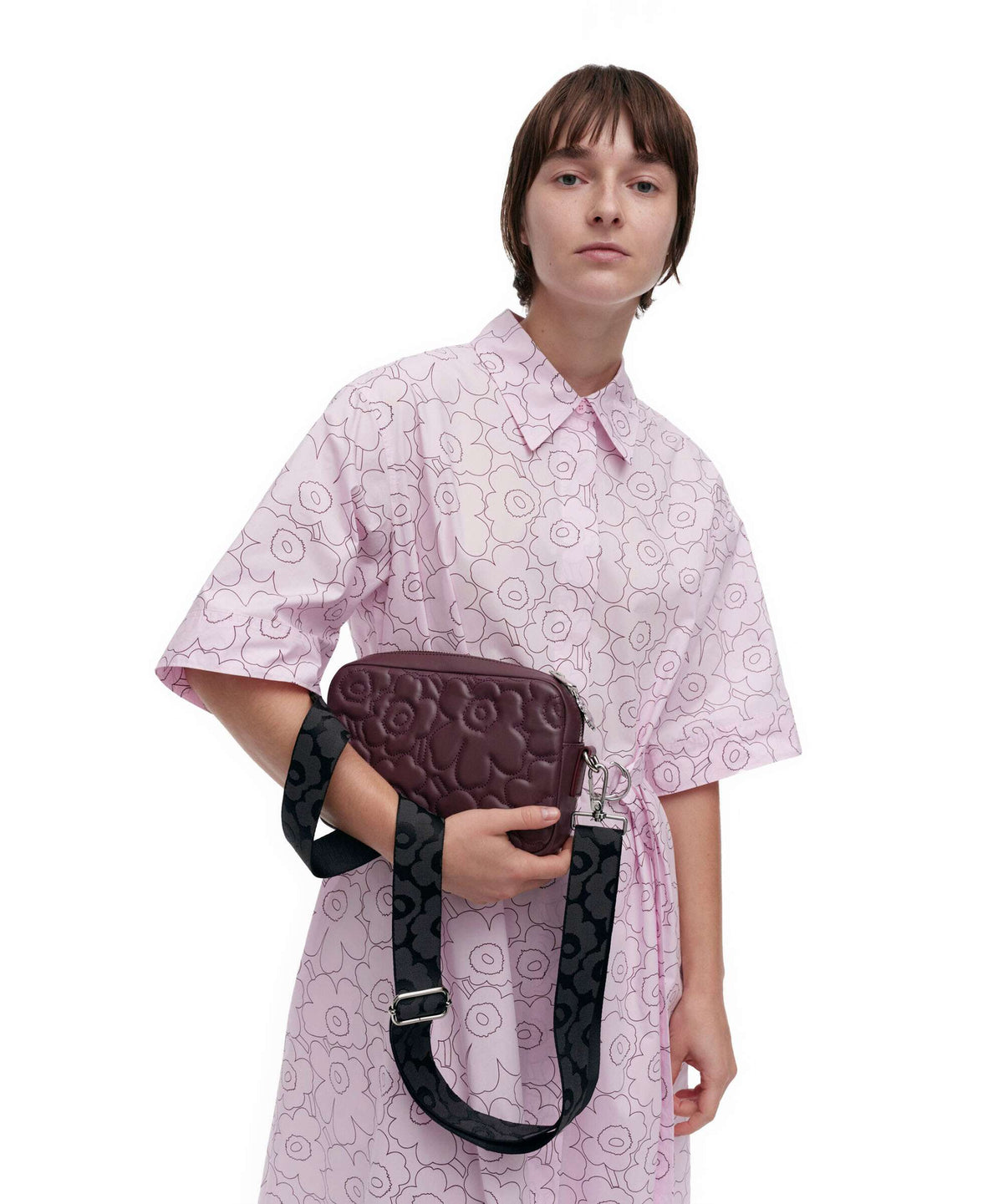 Marimekko Unikko Soft Gratha Crossbody bag wine red