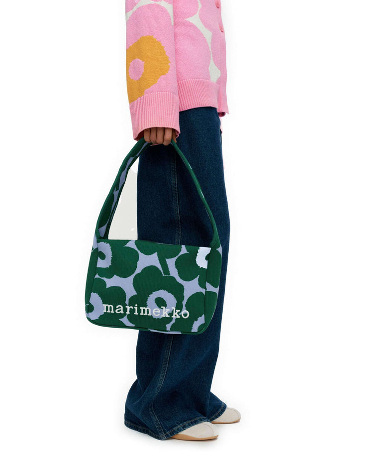 Marimekko Knitted Unikko Shoulder bag dark green/blue