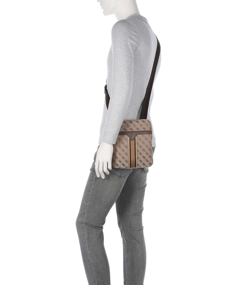Guess Milano 4G Jacquard Stripe Crossbody bag beige/brown