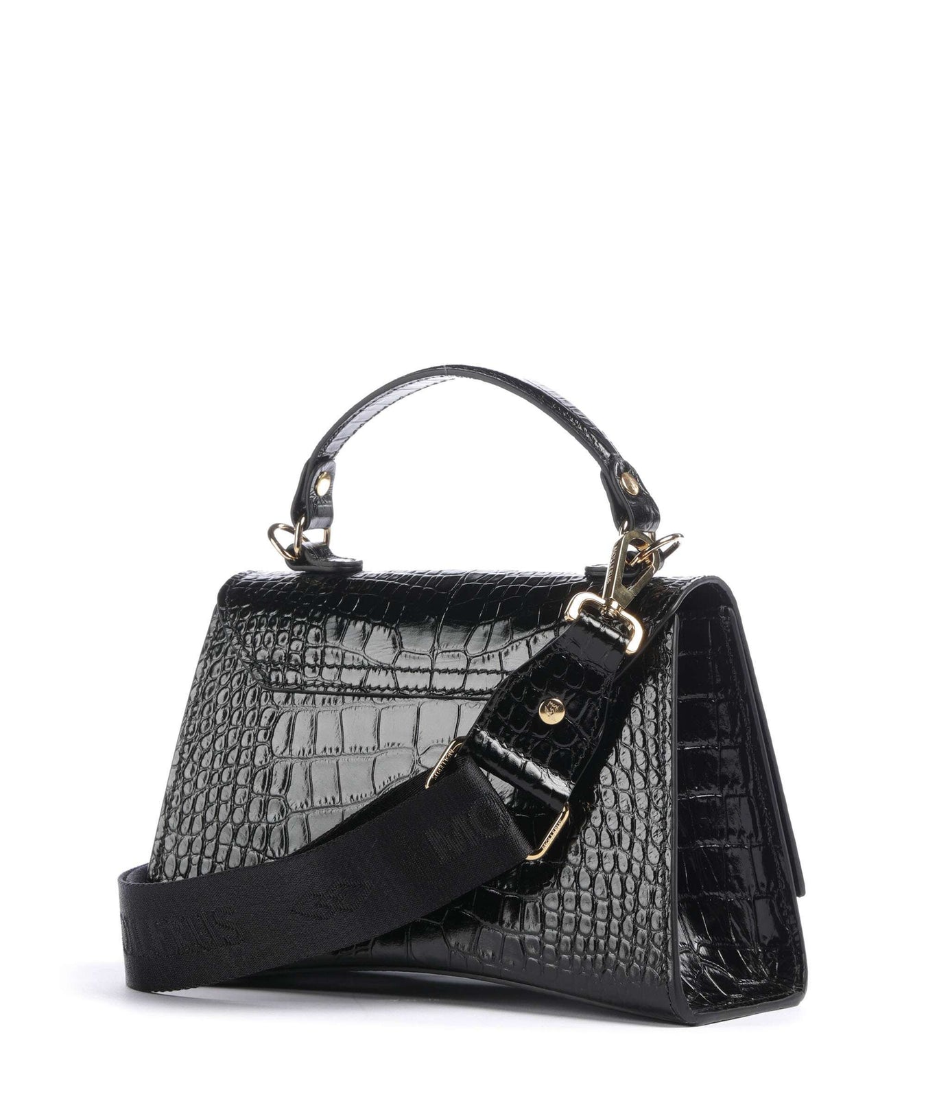Maison Mollerus Croco Romont Handbag classic schwarz