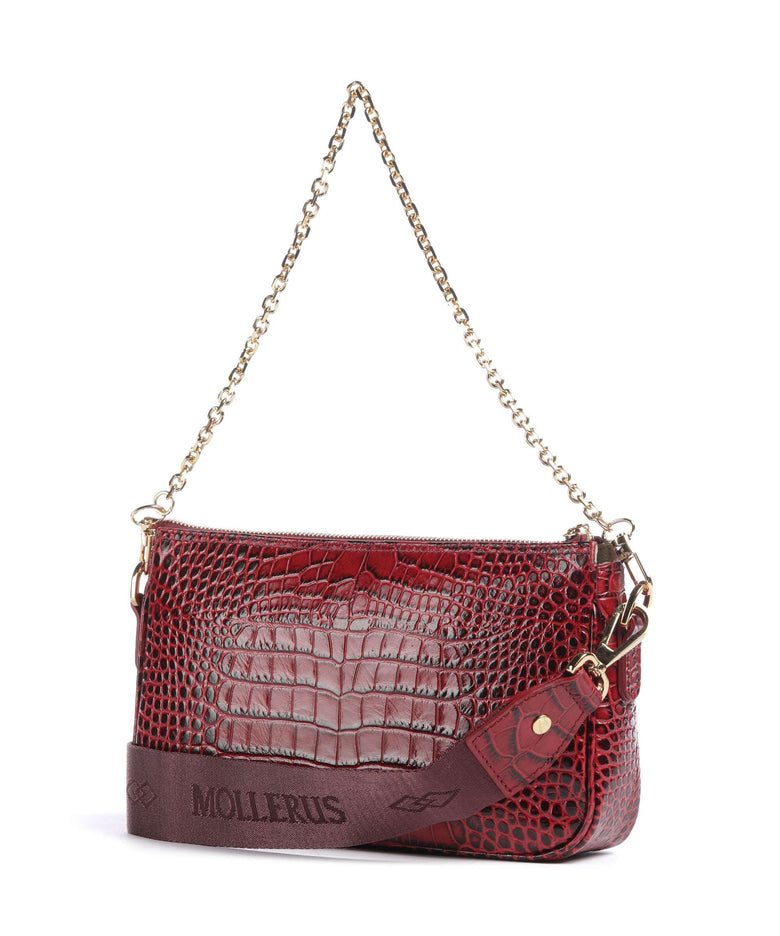 Maison Mollerus Croco Zell Shoulder bag antique rot
