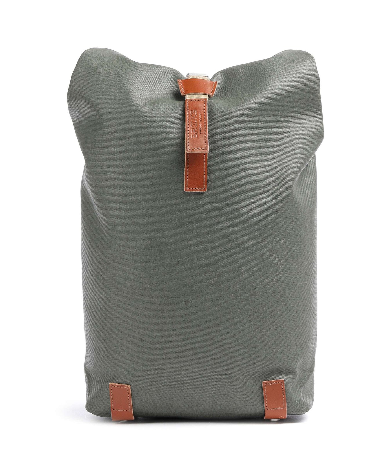 Brooks England Pickwick Cotton Canvas Small Rolltop backpack sage green/honey details