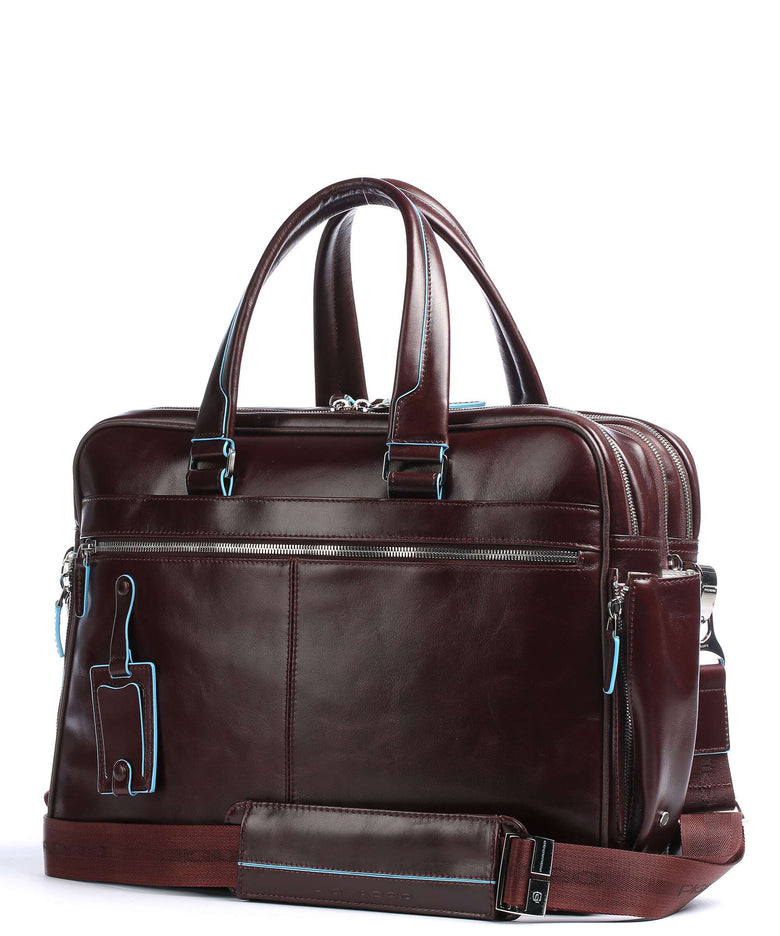 Piquadro Blue Square Briefcase mahogany