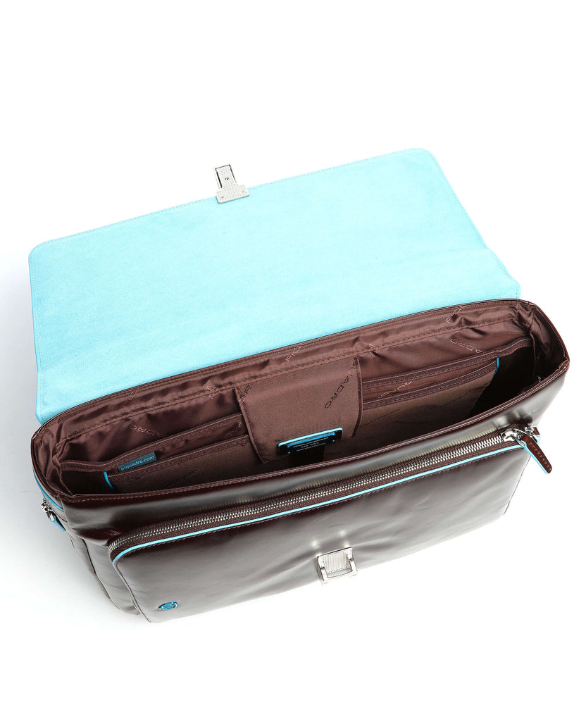 Piquadro Blue Square Briefcase mahogany