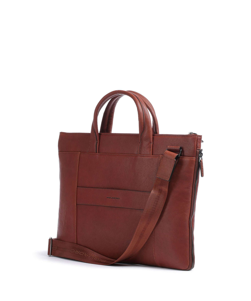 Piquadro Black Square Briefcase cuoio