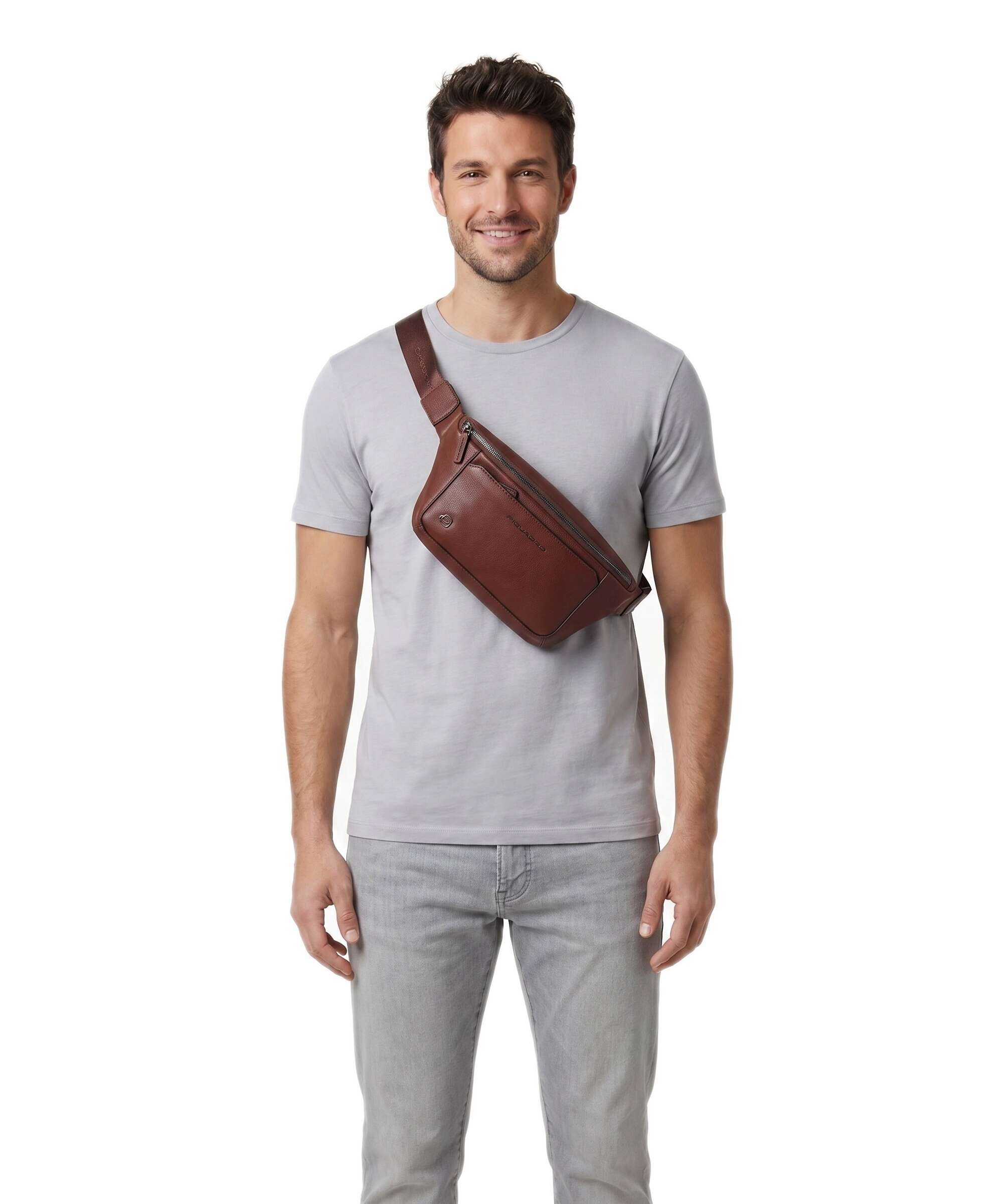Piquadro Black Square Belt bag tobacco