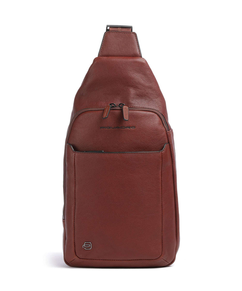 Piquadro Black Square Sling bag cuoio