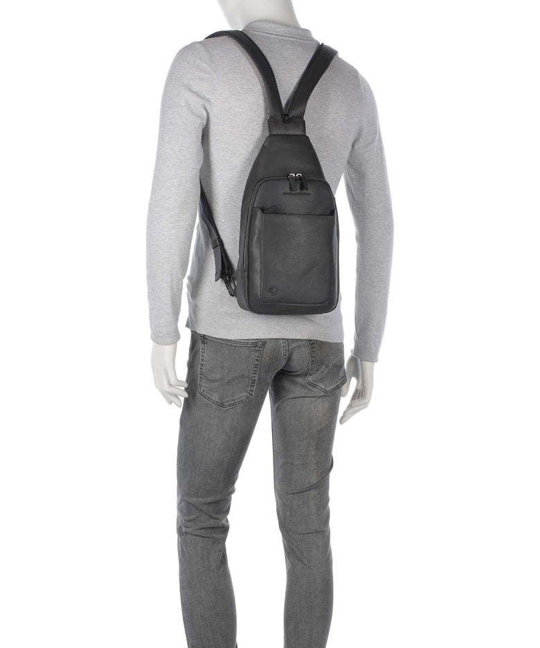 Piquadro Black Square Sling bag blue ocean