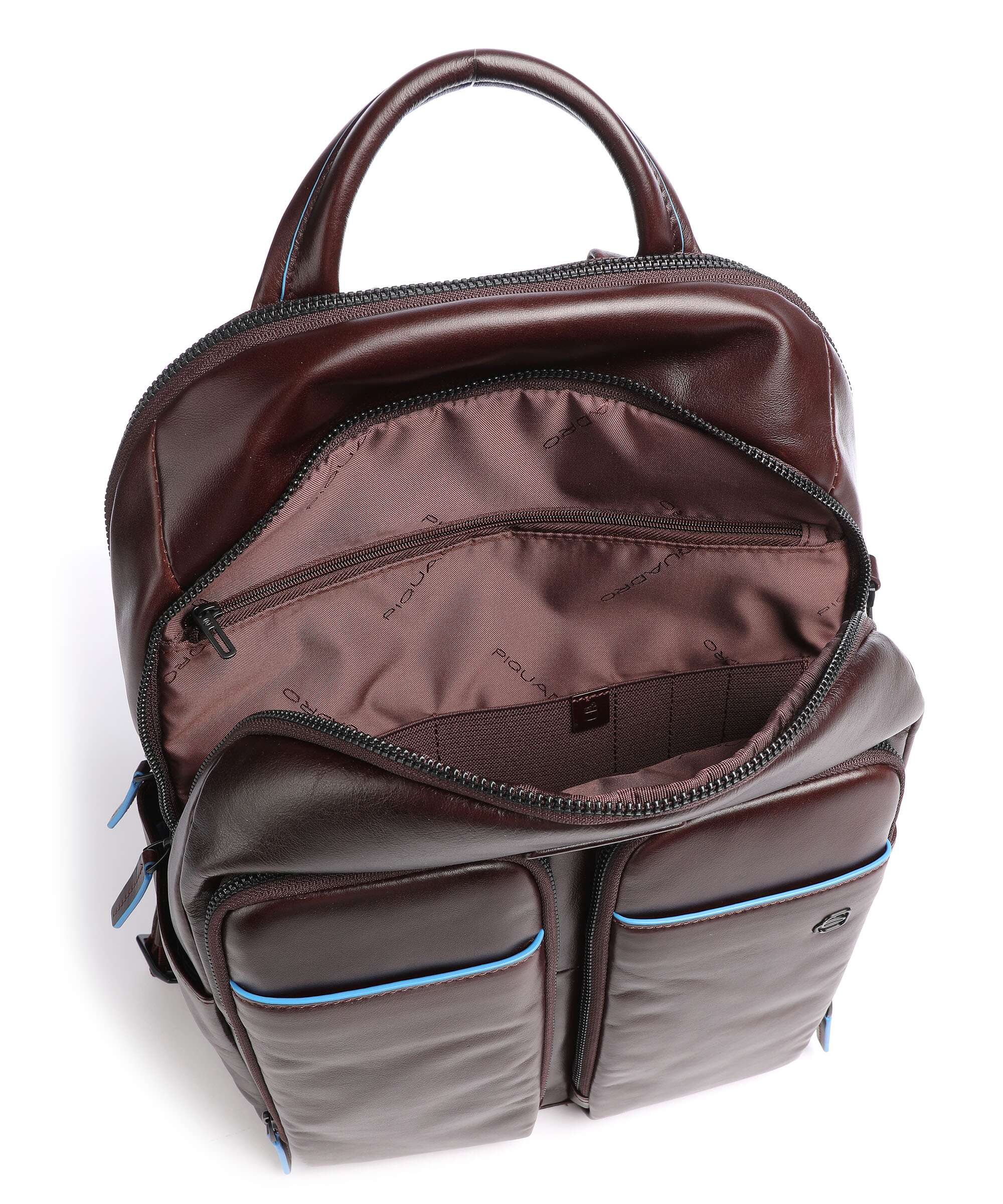 Piquadro Blue Square Revamp Laptop backpack mahogany