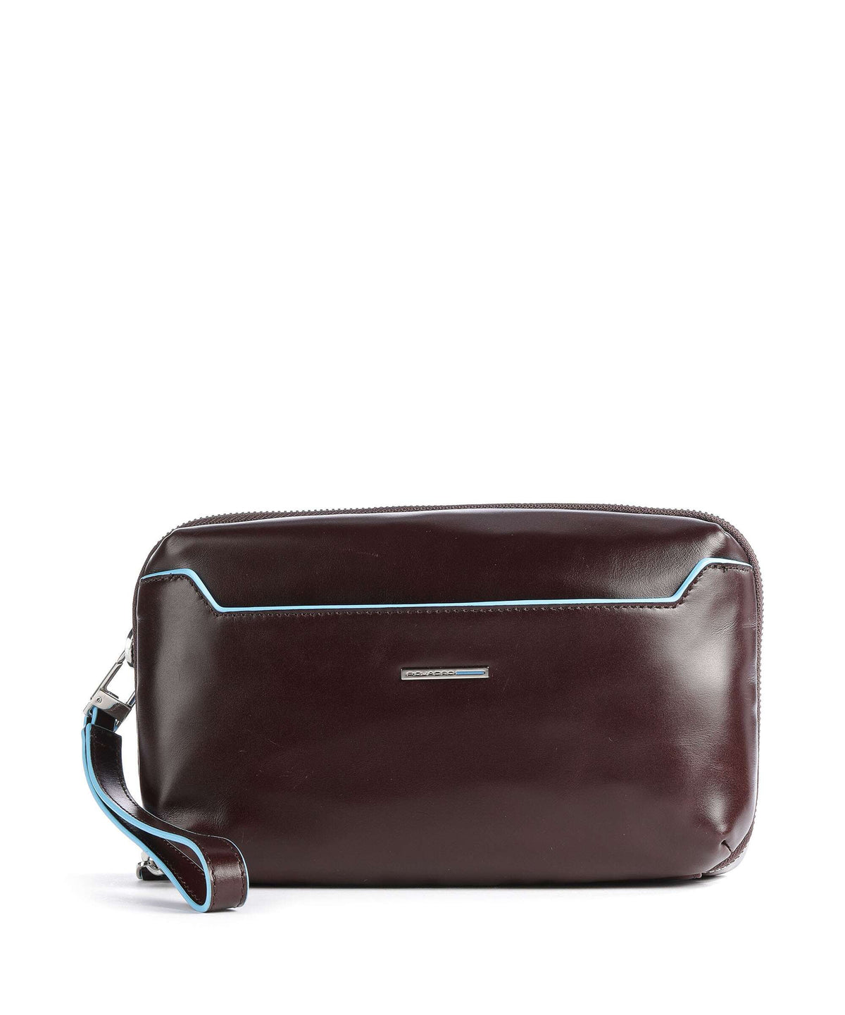 Piquadro Blue Square Wristlet mahogany