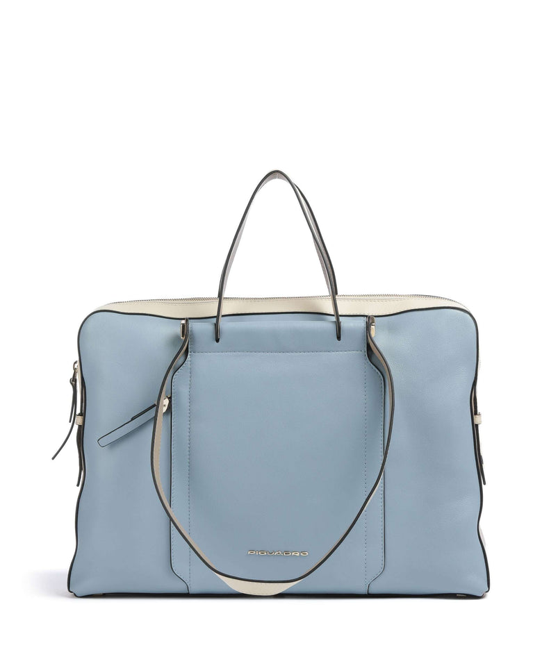 Piquadro W92 Briefcase light blue/beige