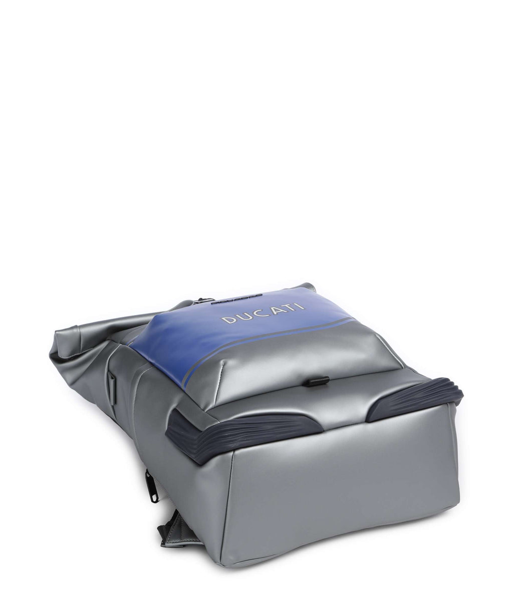 Piquadro Ducati C2OWD Rolltop backpack silver/blue