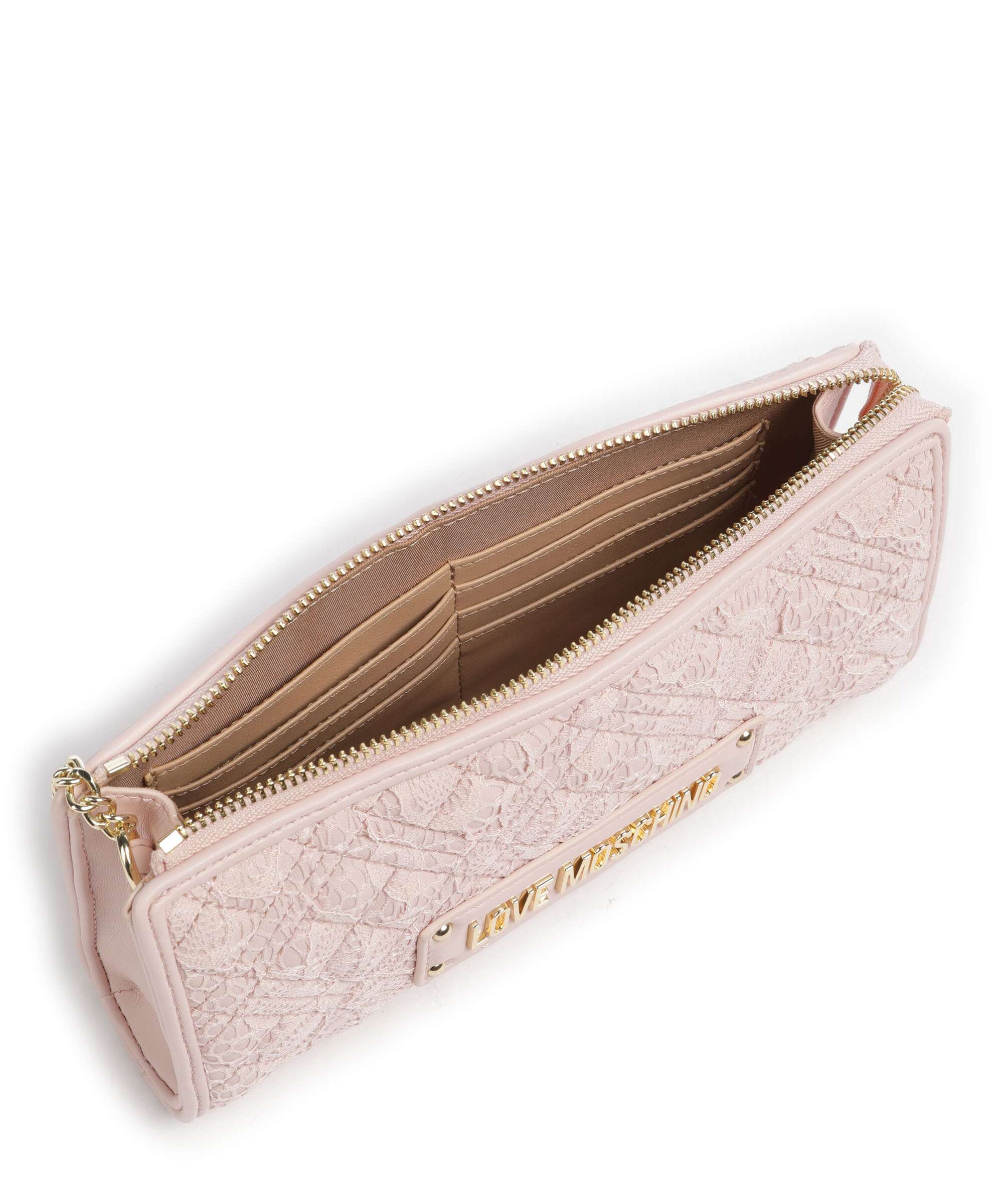 Love Moschino Quilted Lace Shoulder bag cipria/poudre