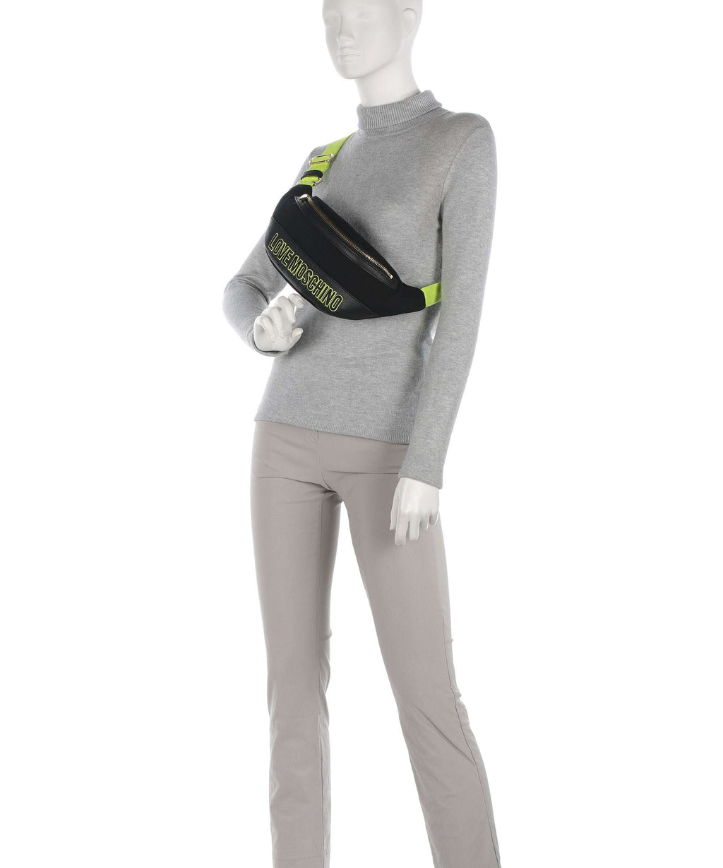 Love Moschino Free Time Fanny pack nero/lime