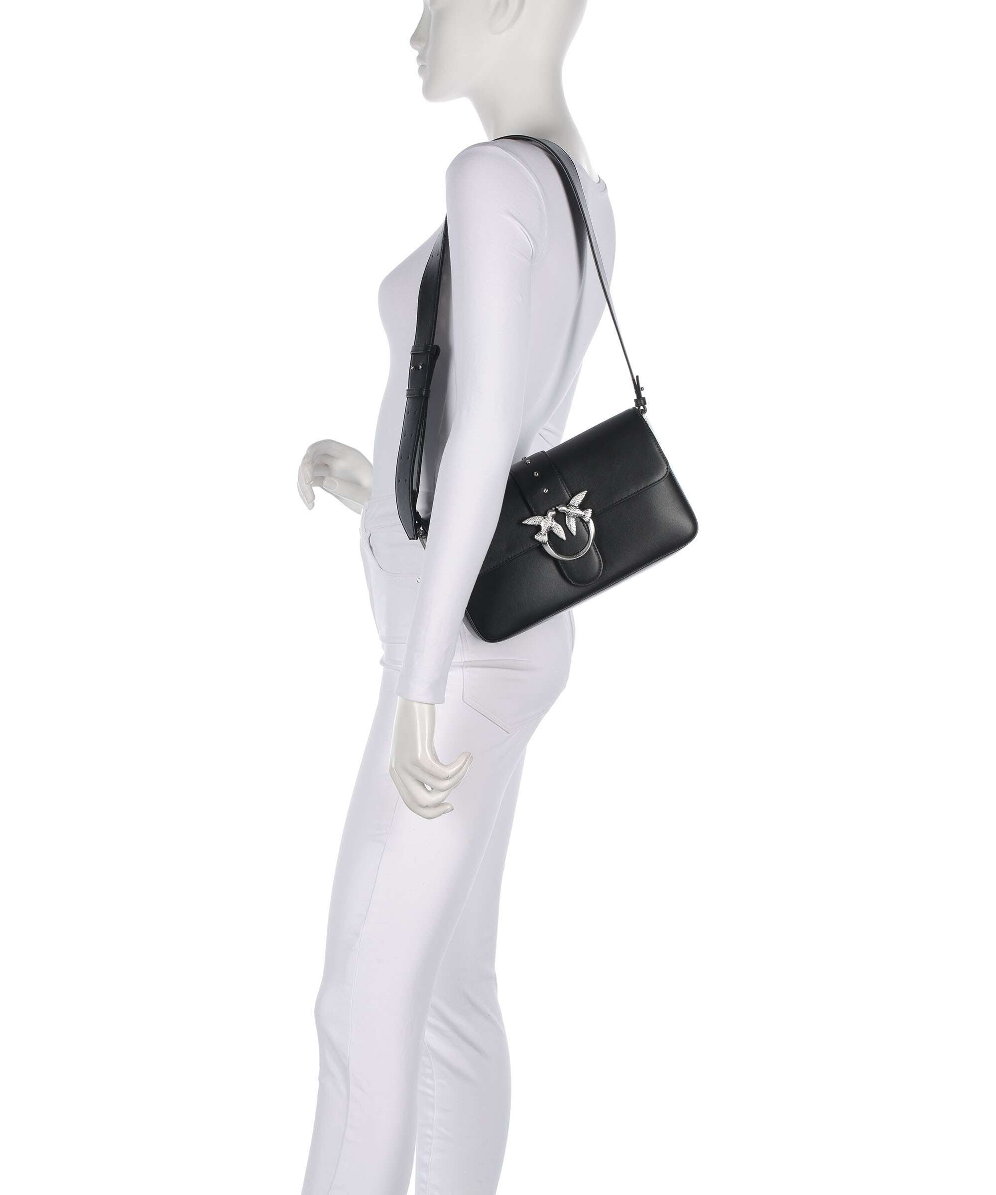 Pinko Love One Classic Slouchy Shoulder bag nero limousine/matt silver