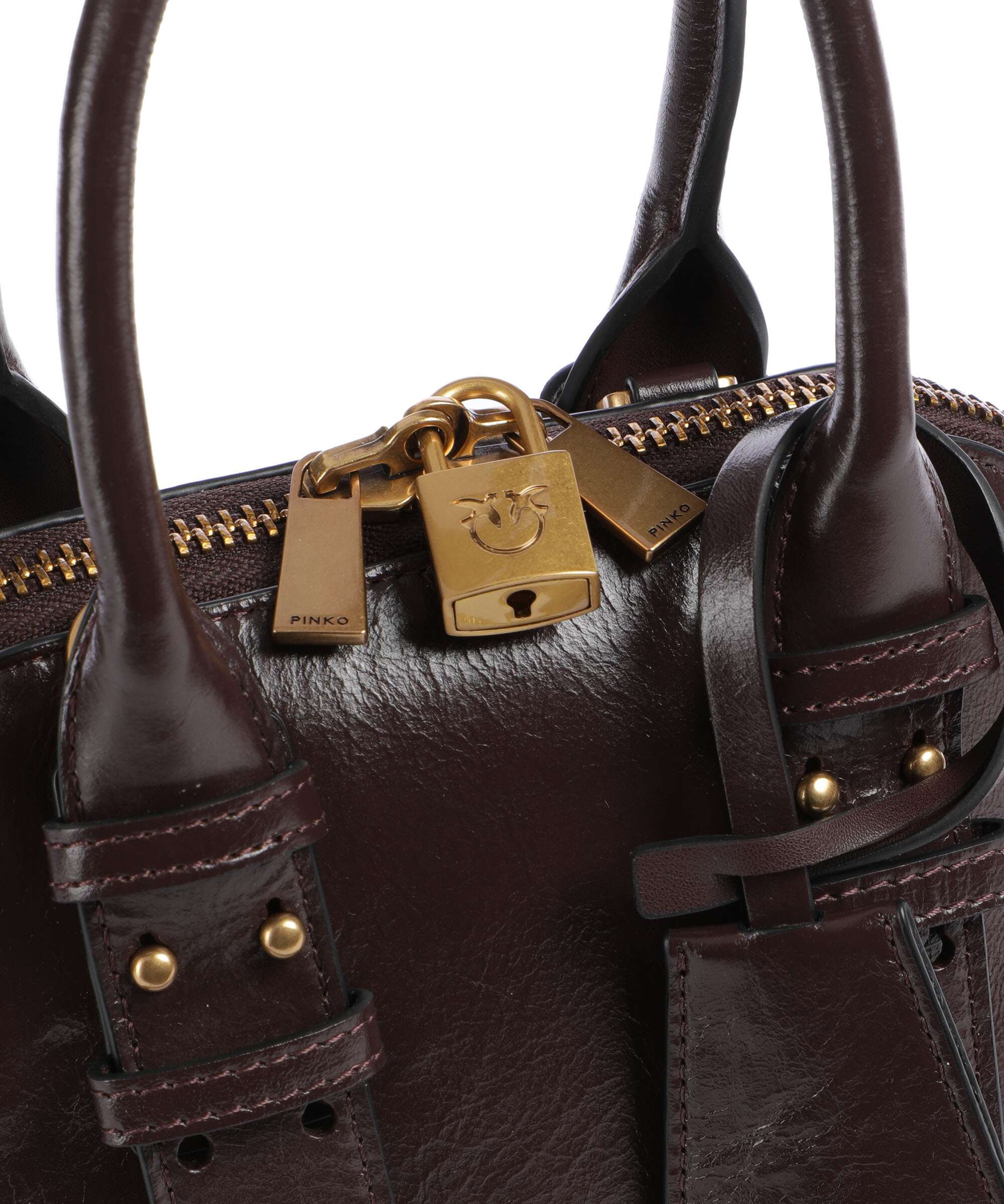 Pinko Bowling Mini Handbag rosso mogano/antique gold