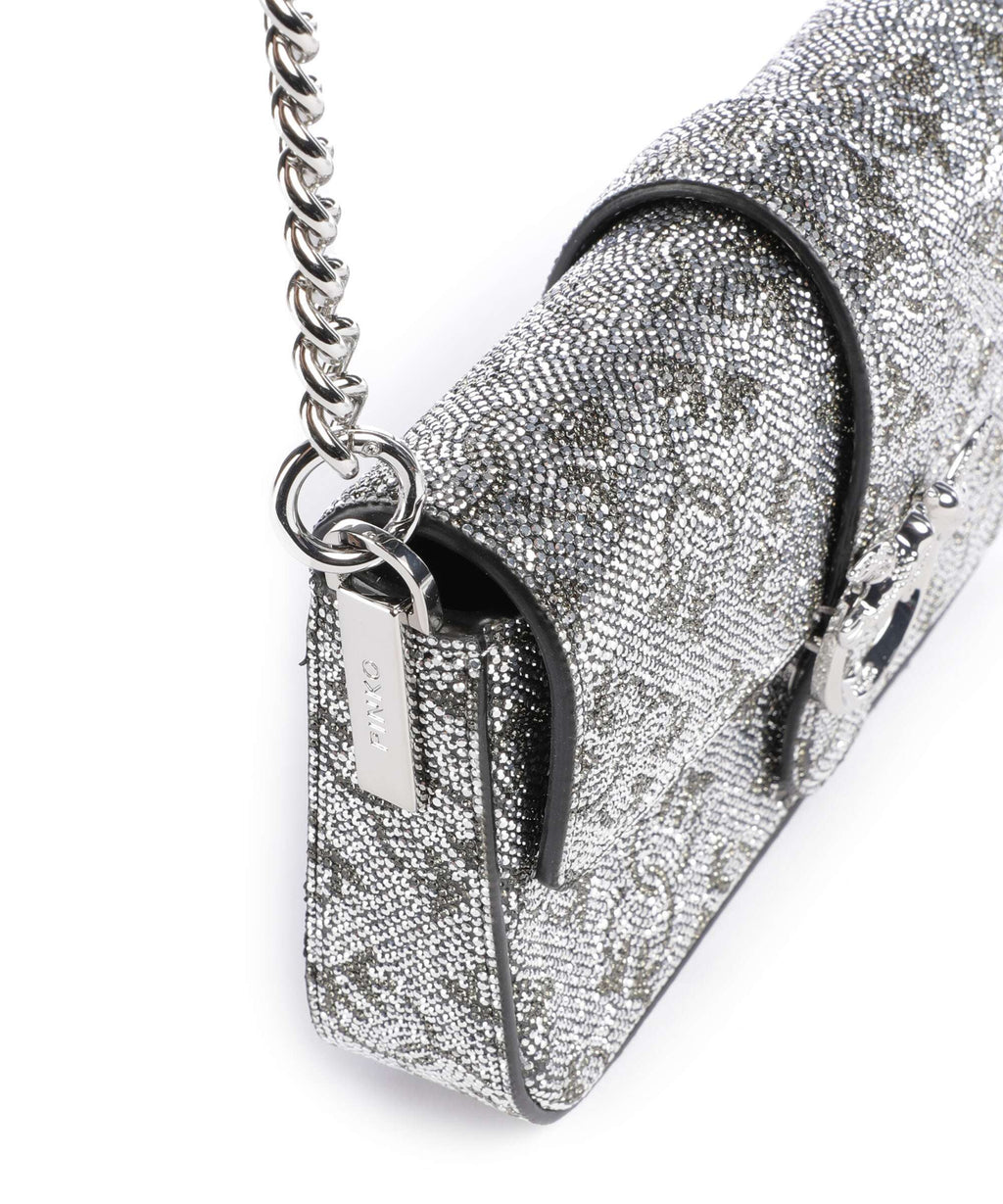Pinko Love One Baby Slouchy Crossbody bag argento/nickel lucido