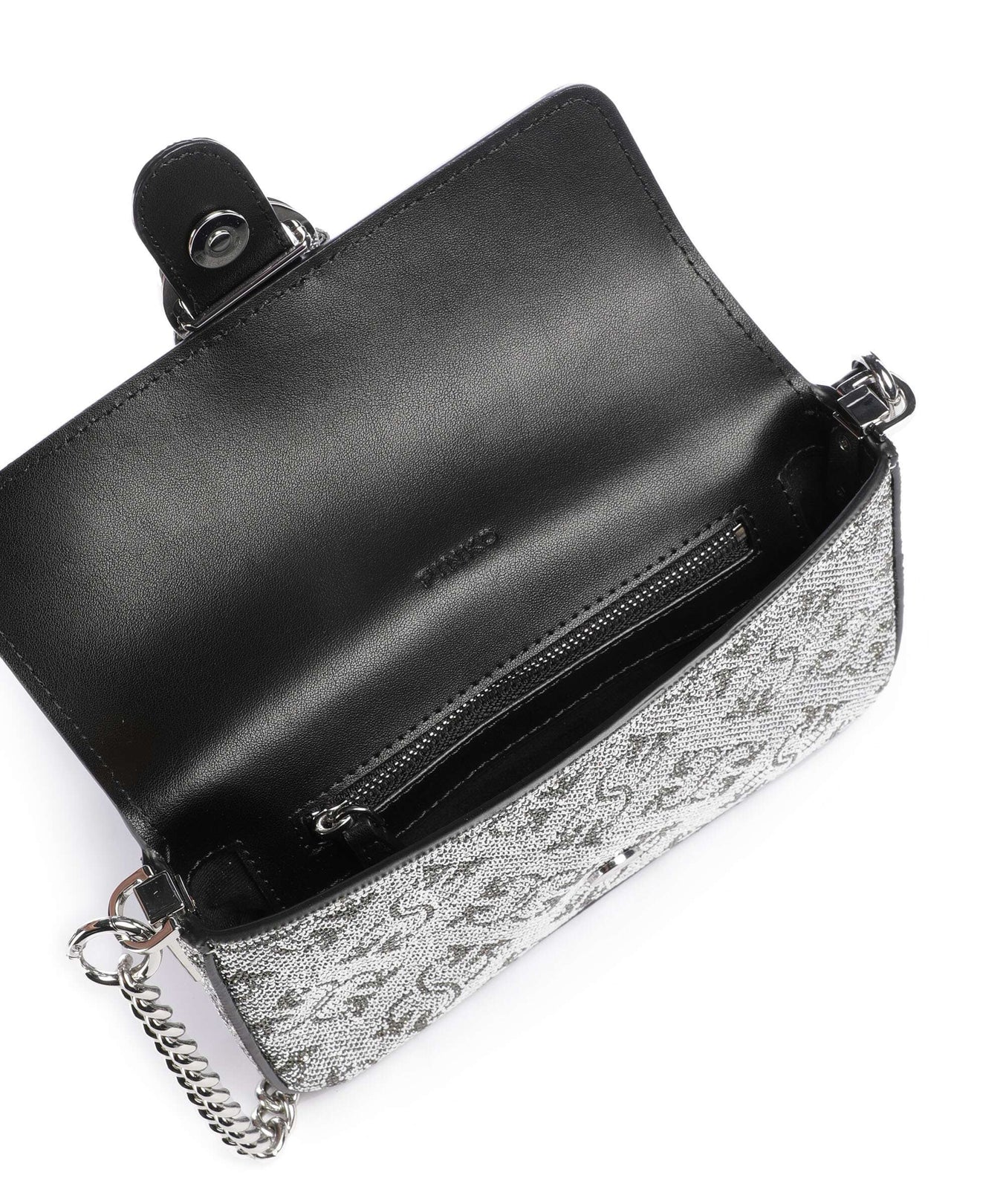 Pinko Love One Baby Slouchy Crossbody bag argento/nickel lucido