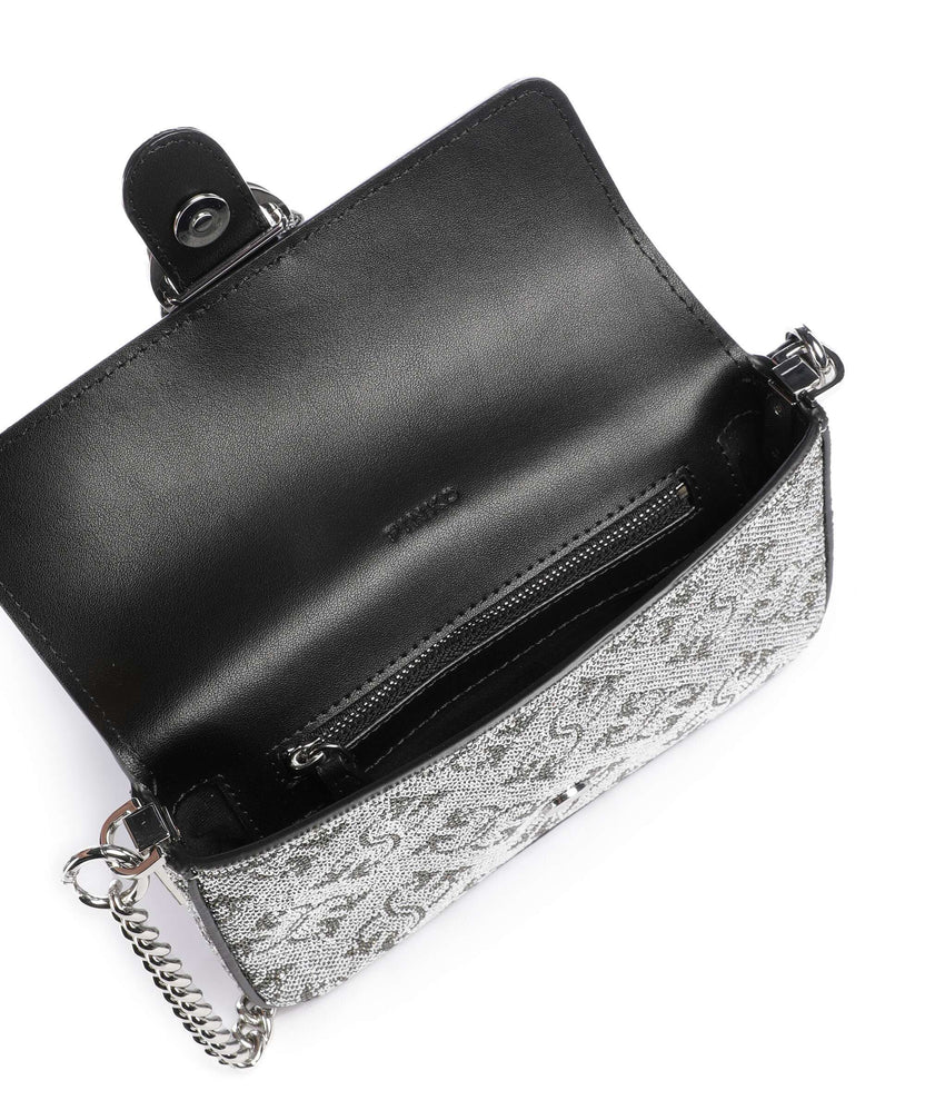 Pinko Love One Baby Slouchy Crossbody bag argento/nickel lucido
