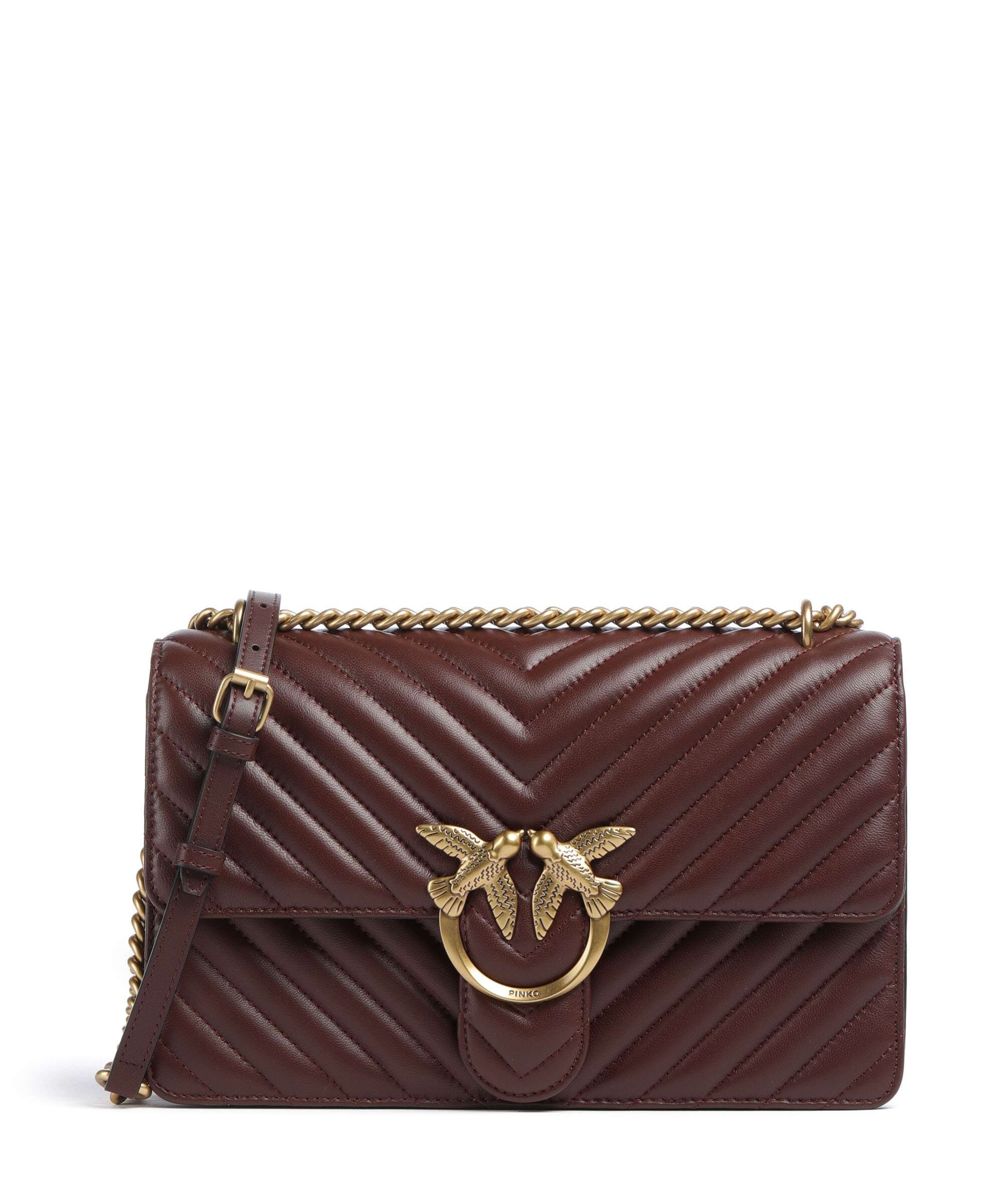 Pinko Love One Classic Shoulder bag rosso vino/antique gold