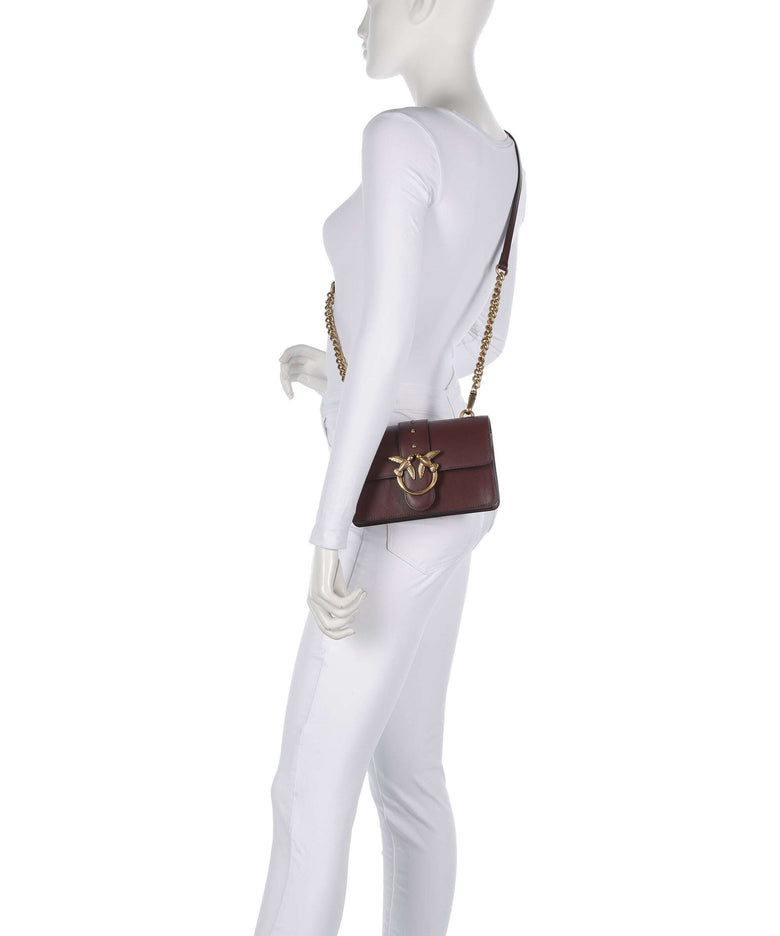 Pinko Love One Mini Crossbody bag burgundy wine/antique gold