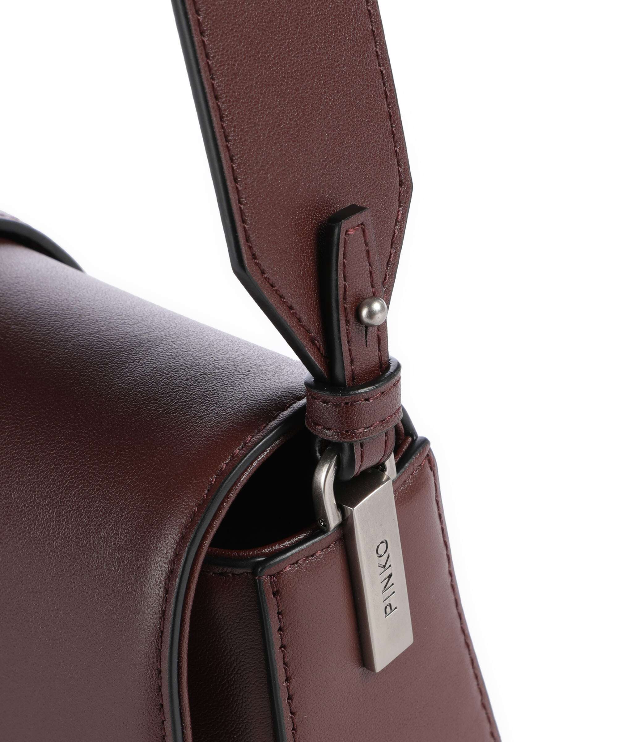 Pinko Love One Mini Slouchy Shoulder bag burgundy wine/old silver