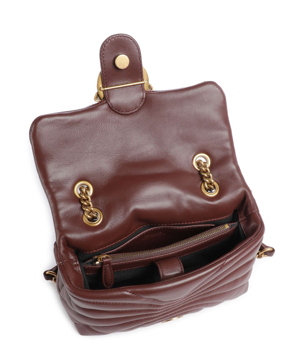 Pinko Love Puff Mini Shoulder bag burgundy wine/antique gold