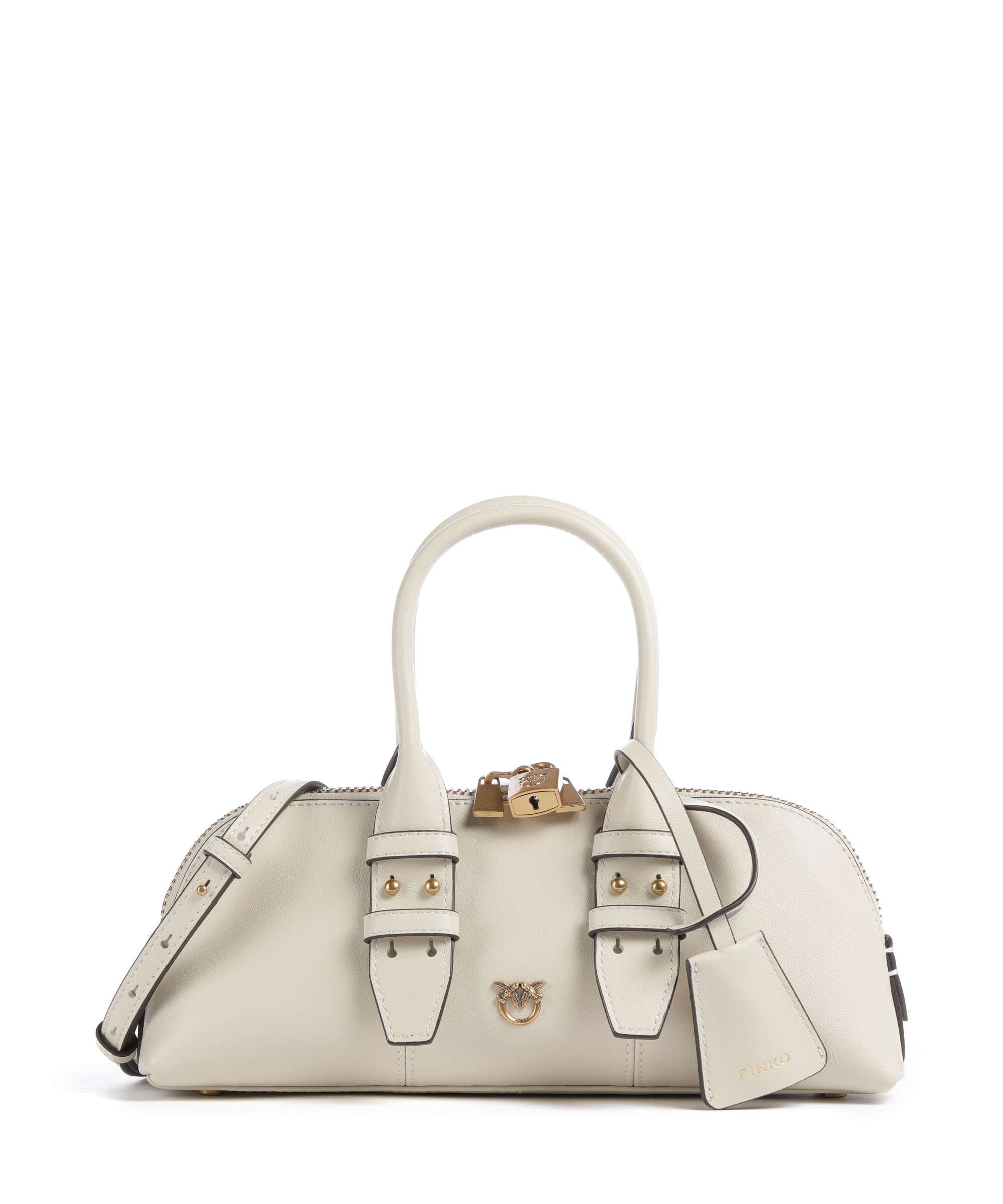 Pinko Bowling Horizontal Handbag bianco seta/antique gold