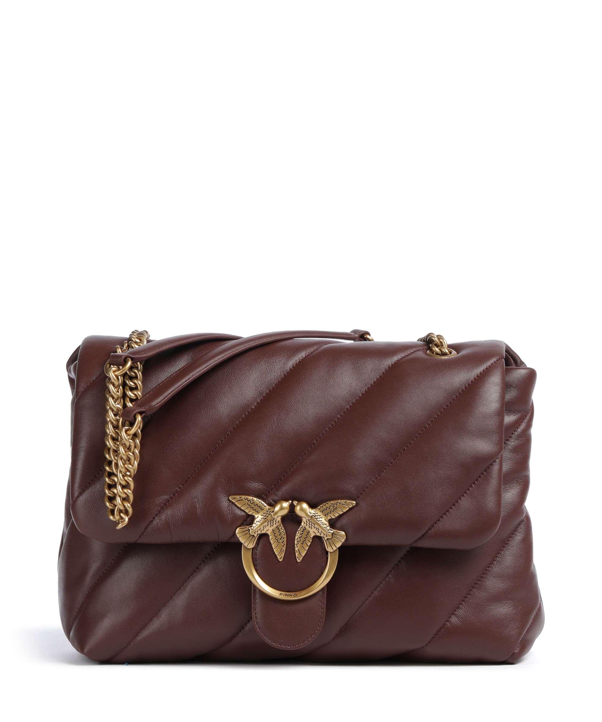 Pinko Love Puff Big Shoulder bag burgundy wine/antique gold