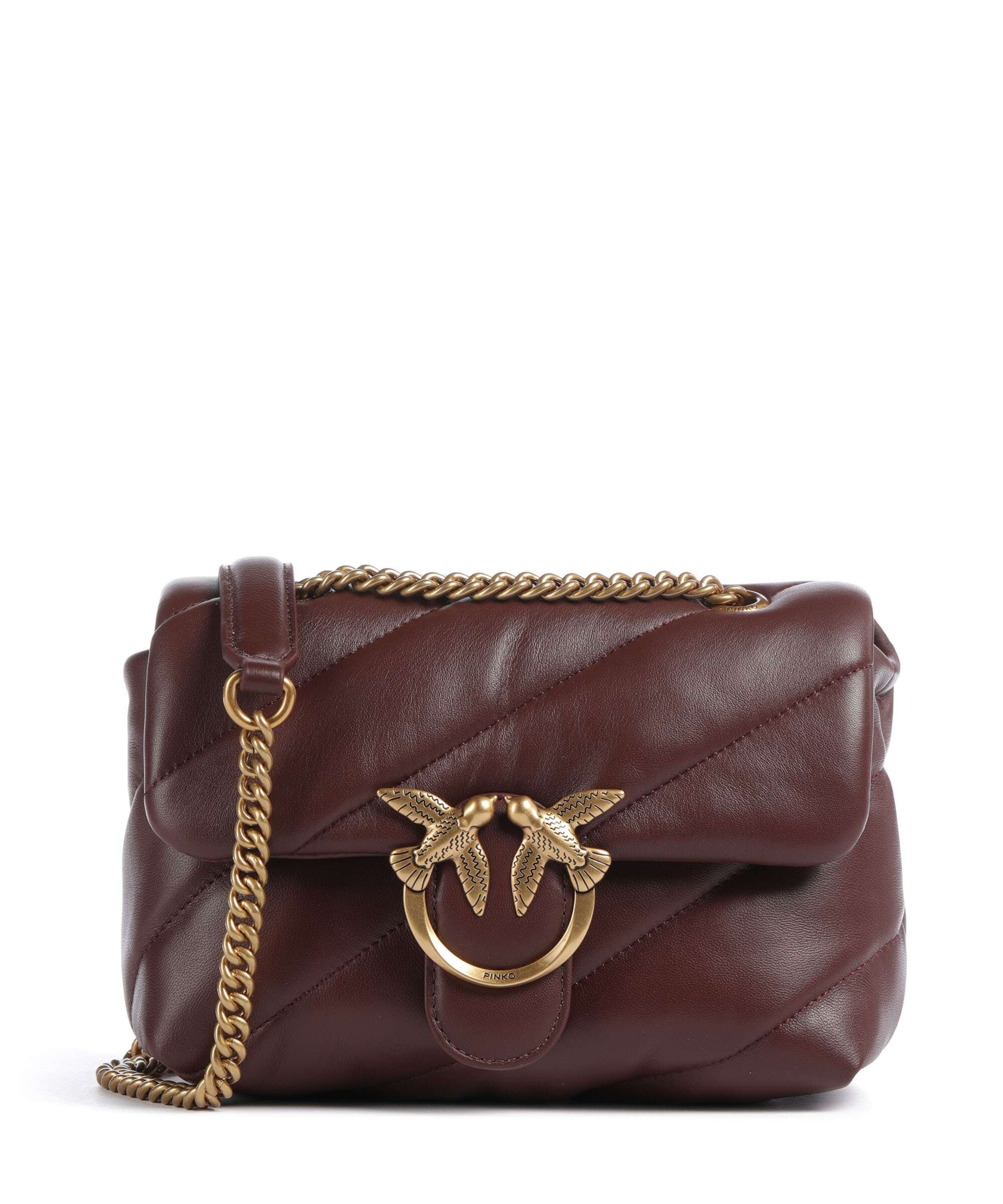 Pinko Love Puff Mini Shoulder bag burgundy wine/antique gold