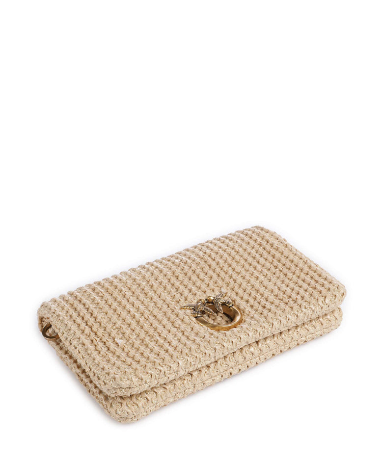 Pinko Love Click Soft Horizontal Mini Crossbody bag rafia/nero/antique gold