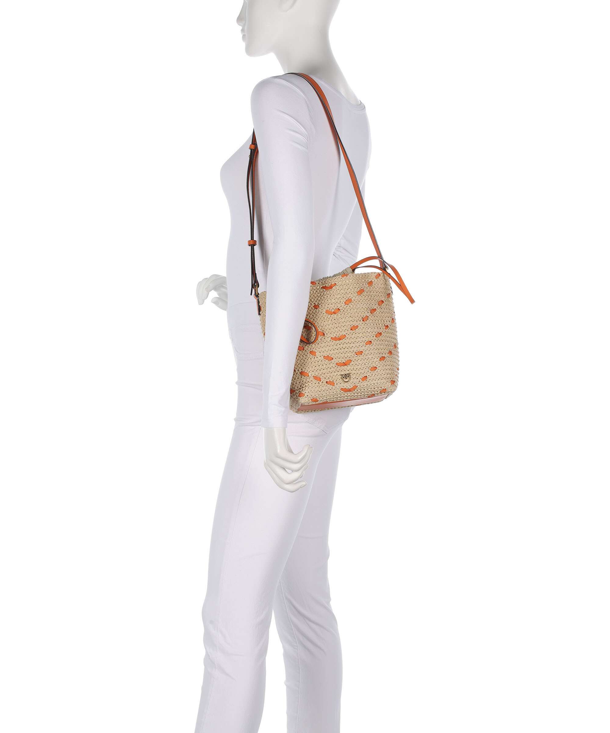 Pinko Bucket bag paglia/arancio/antique gold