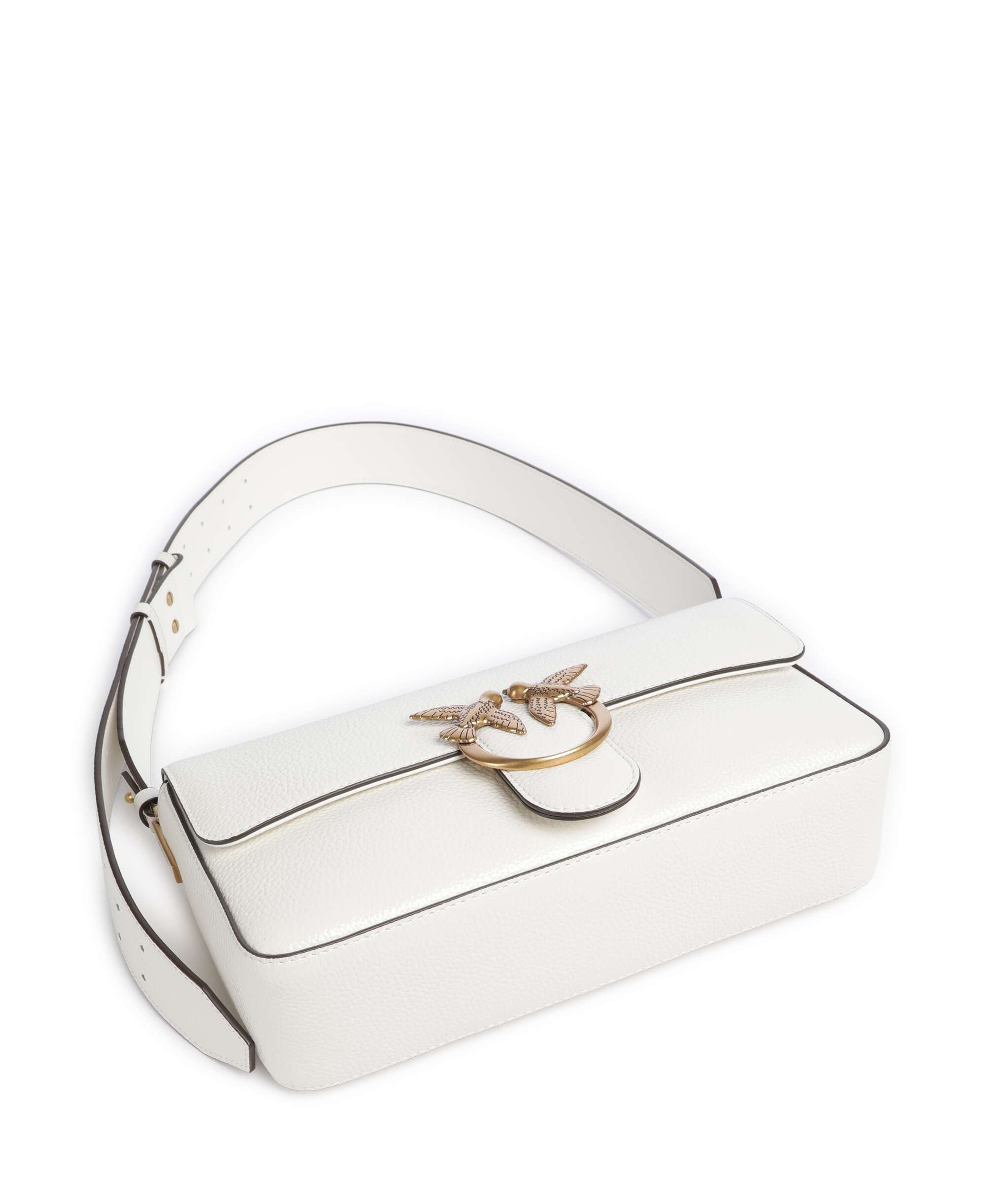 Pinko Love One Classic Slouchy Shoulder bag bianco nembo/antique gold