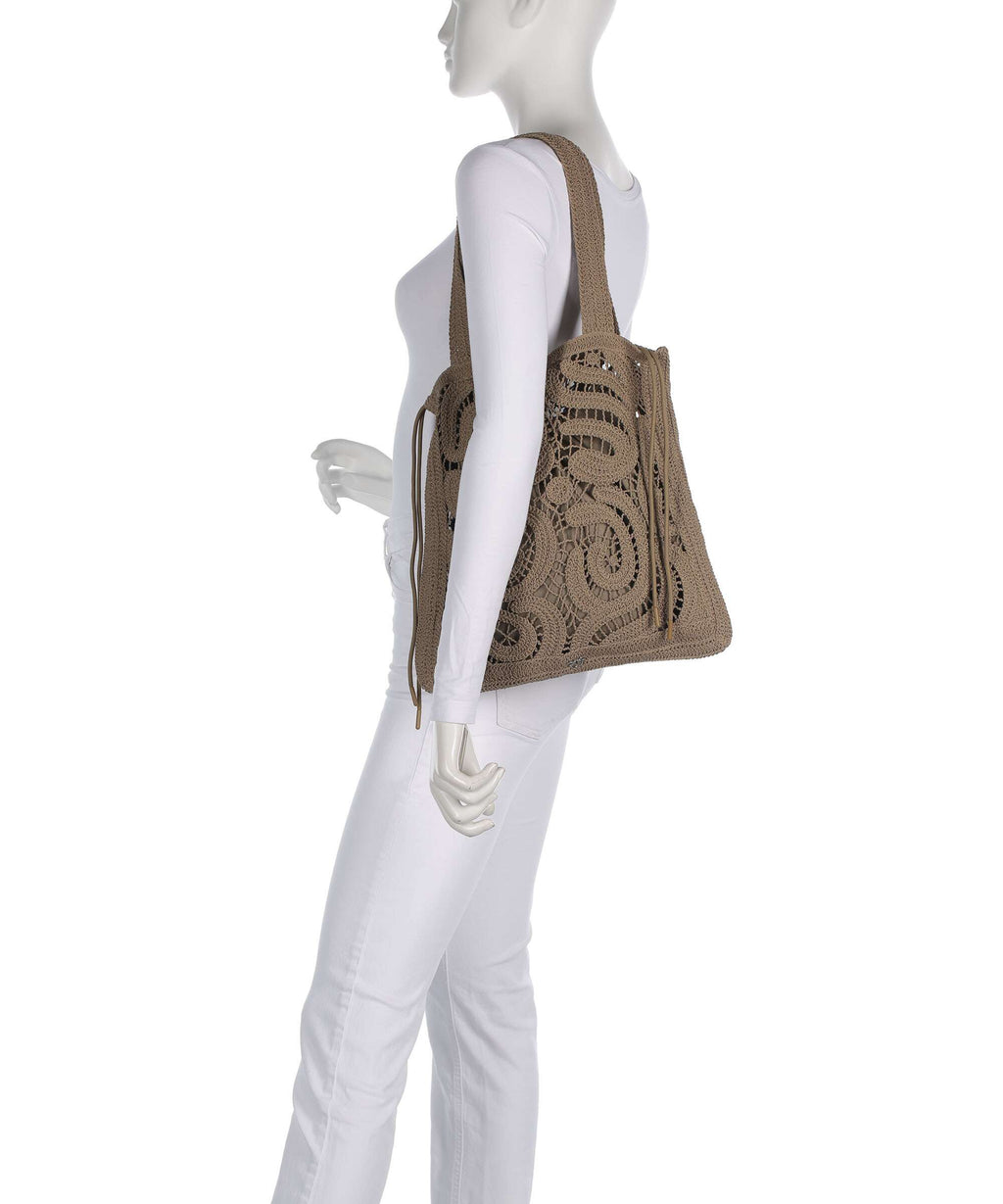 Pinko Crochet Geometrico Hobo bag verde canguro