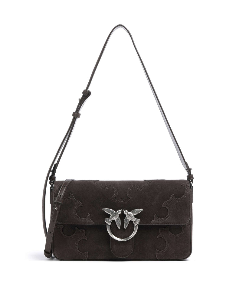 Pinko Love One Classic Slouchy Shoulder bag marrone/chicco di caffe/old silver