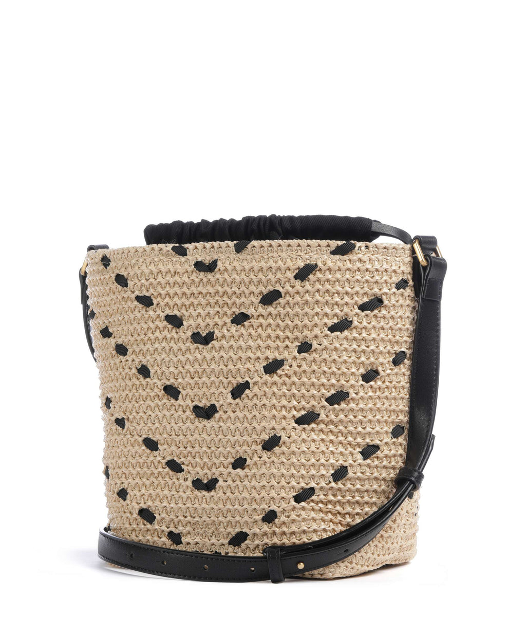 Pinko Bucket bag paglia/nero/antique gold