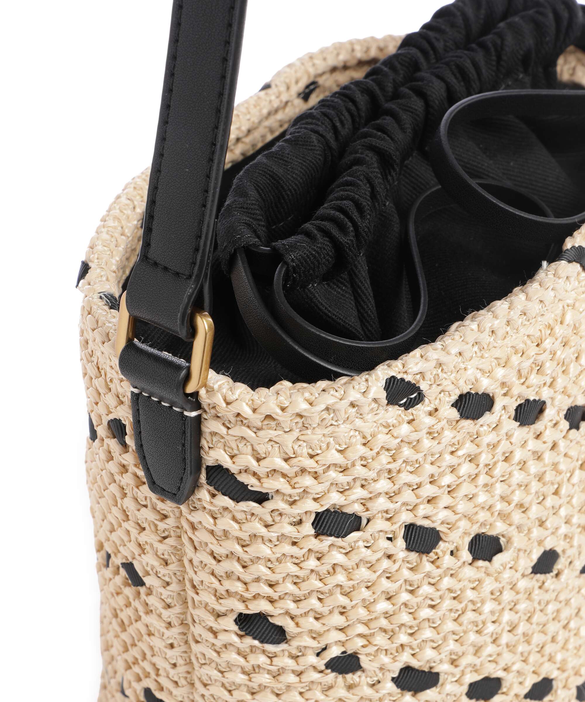 Pinko Bucket bag paglia/nero/antique gold