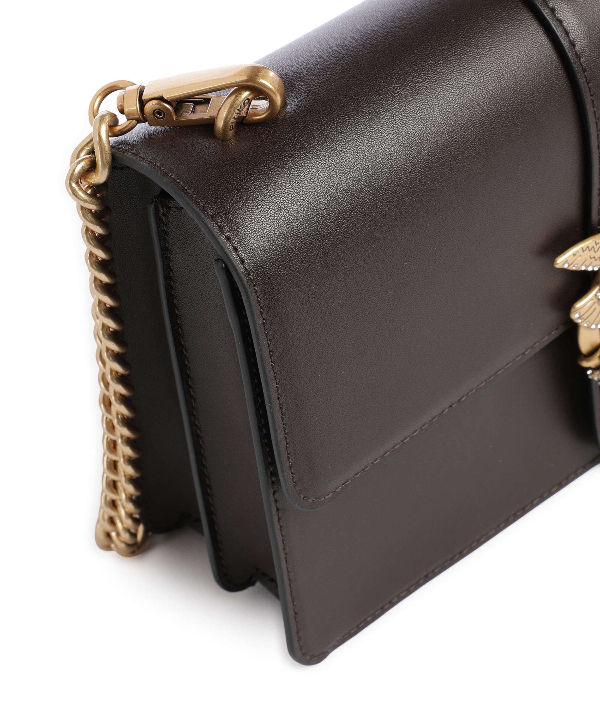 Pinko Love One Classic New Buckle Crossbody bag marrone marasca/antique gold