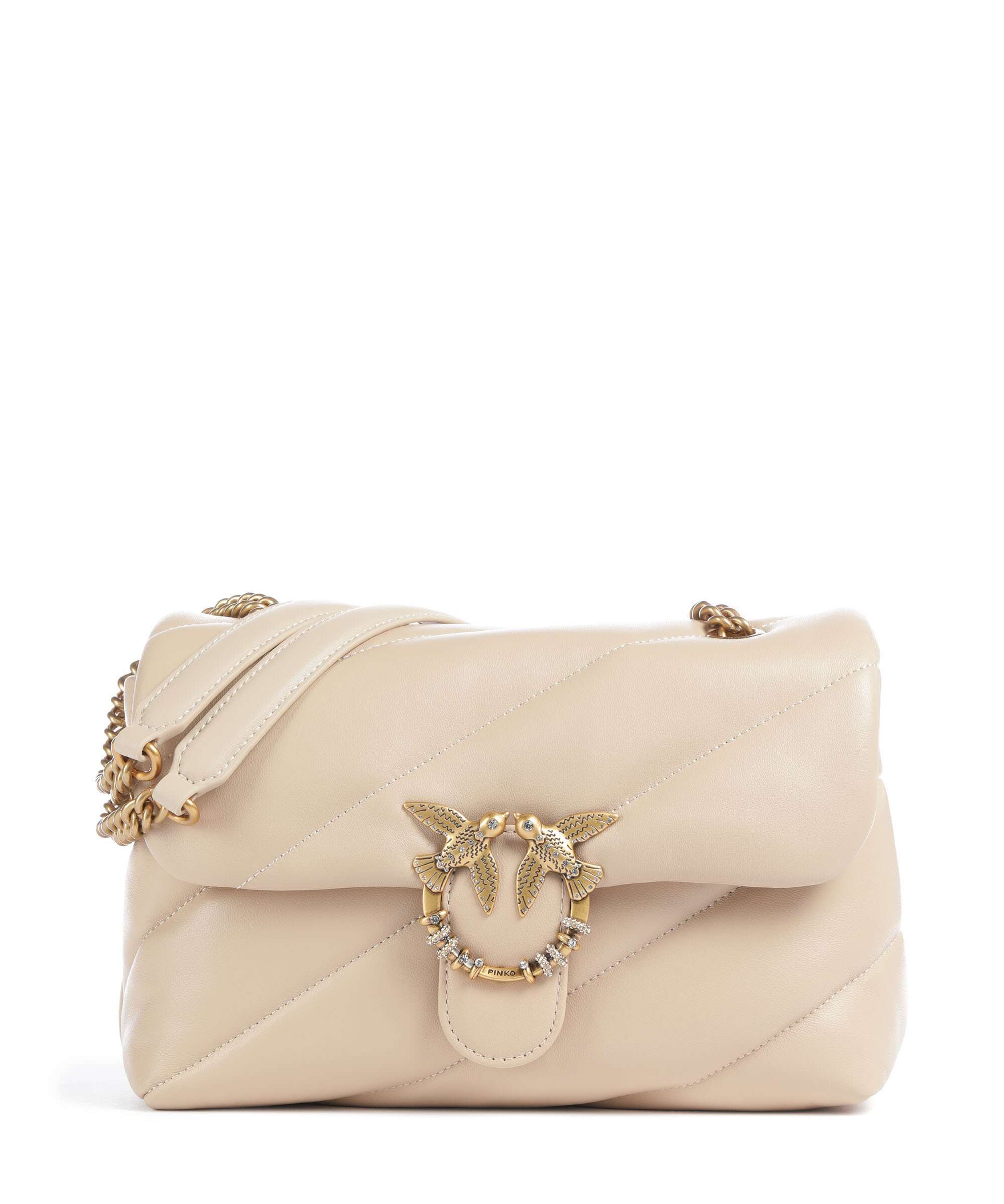 Pinko Love Puff Classic New Buckle Shoulder bag beige/grigio fumo/antique gold