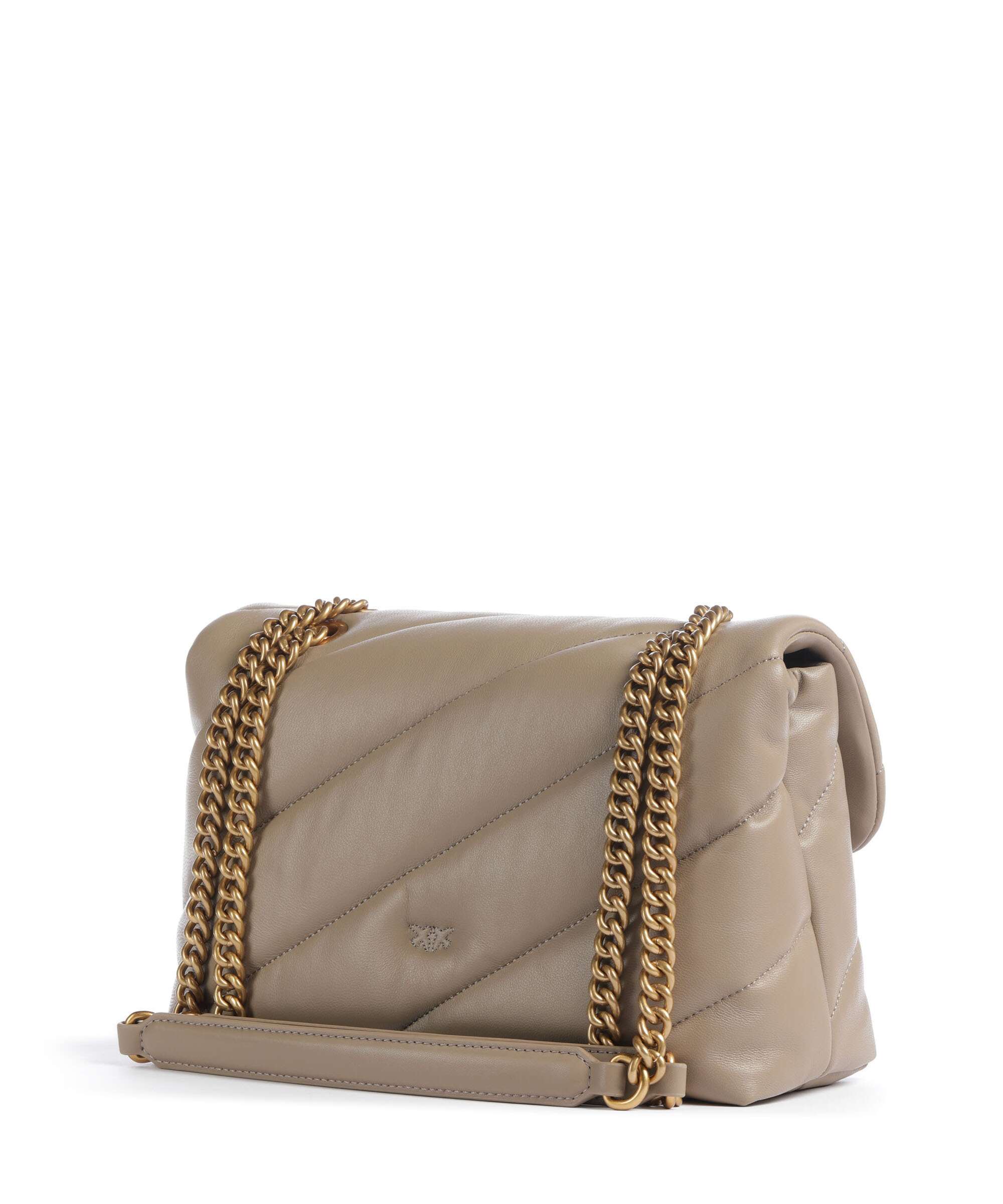 Pinko Love Puff Classic New Buckle Shoulder bag grigio talpa/antique gold