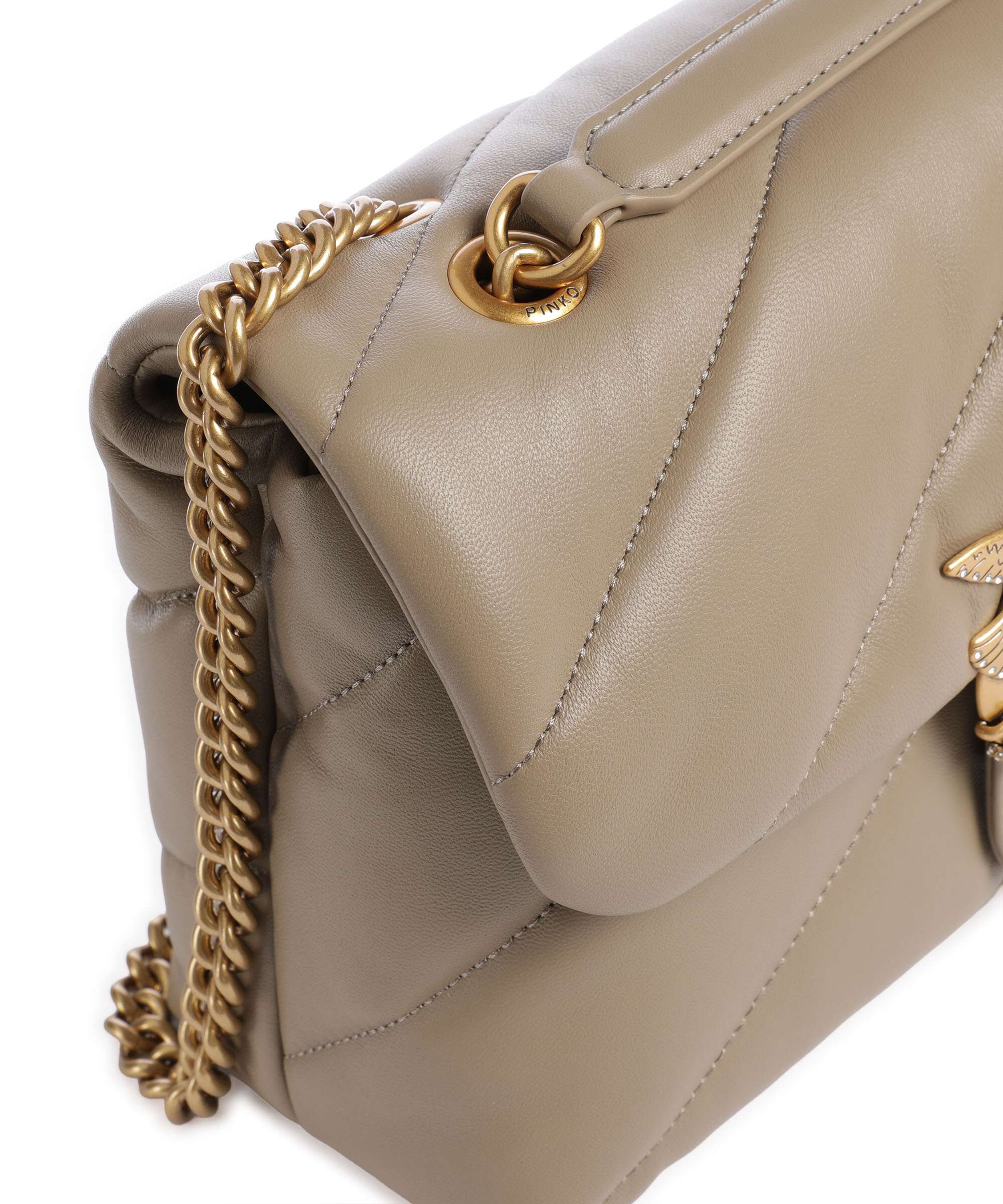 Pinko Love Puff Classic New Buckle Shoulder bag grigio talpa/antique gold