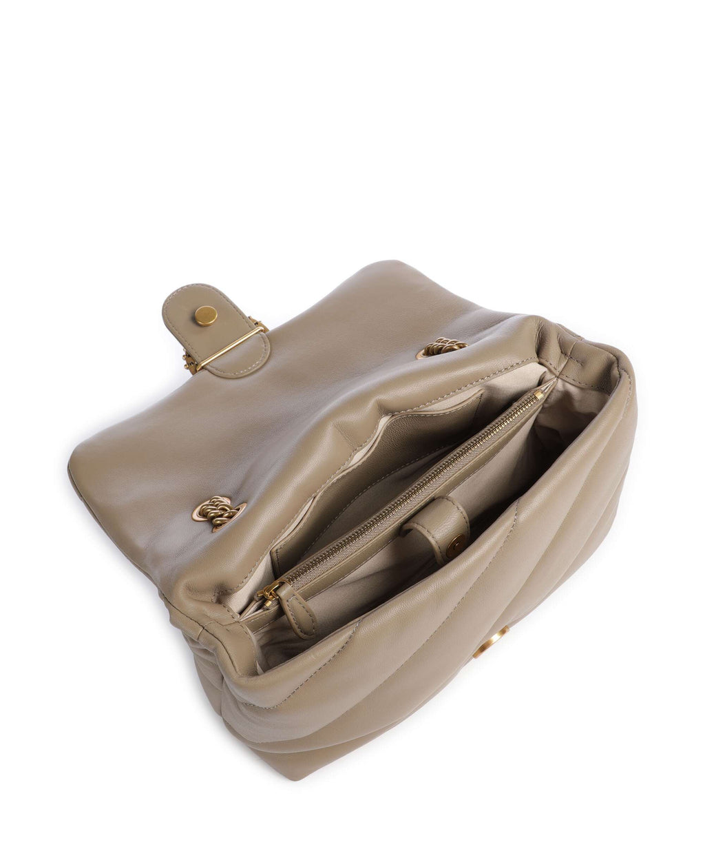Pinko Love Puff Classic New Buckle Shoulder bag grigio talpa/antique gold