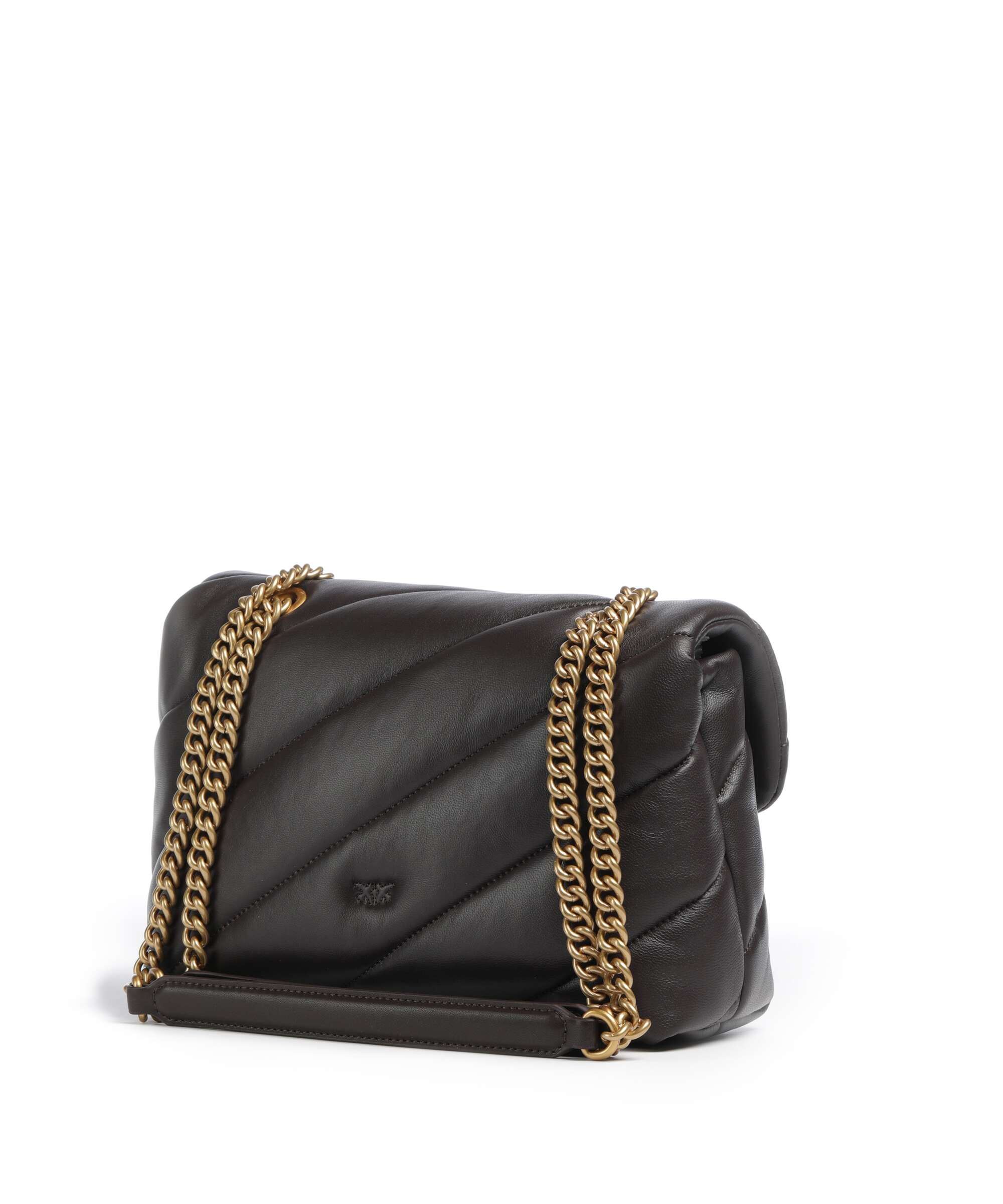 Pinko Love Puff Classic New Buckle Shoulder bag marrone marasca/antique gold