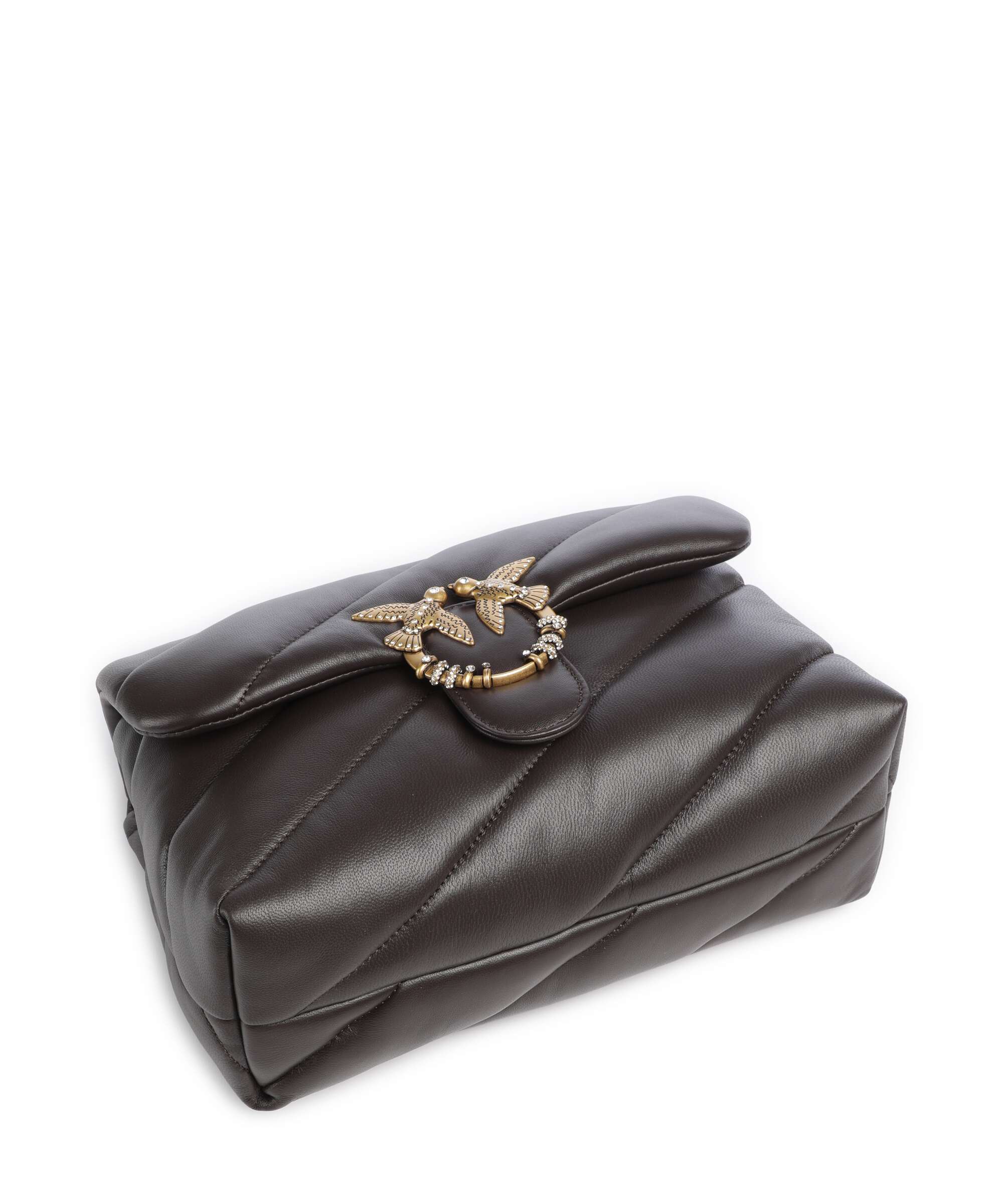 Pinko Love Puff Classic New Buckle Shoulder bag marrone marasca/antique gold