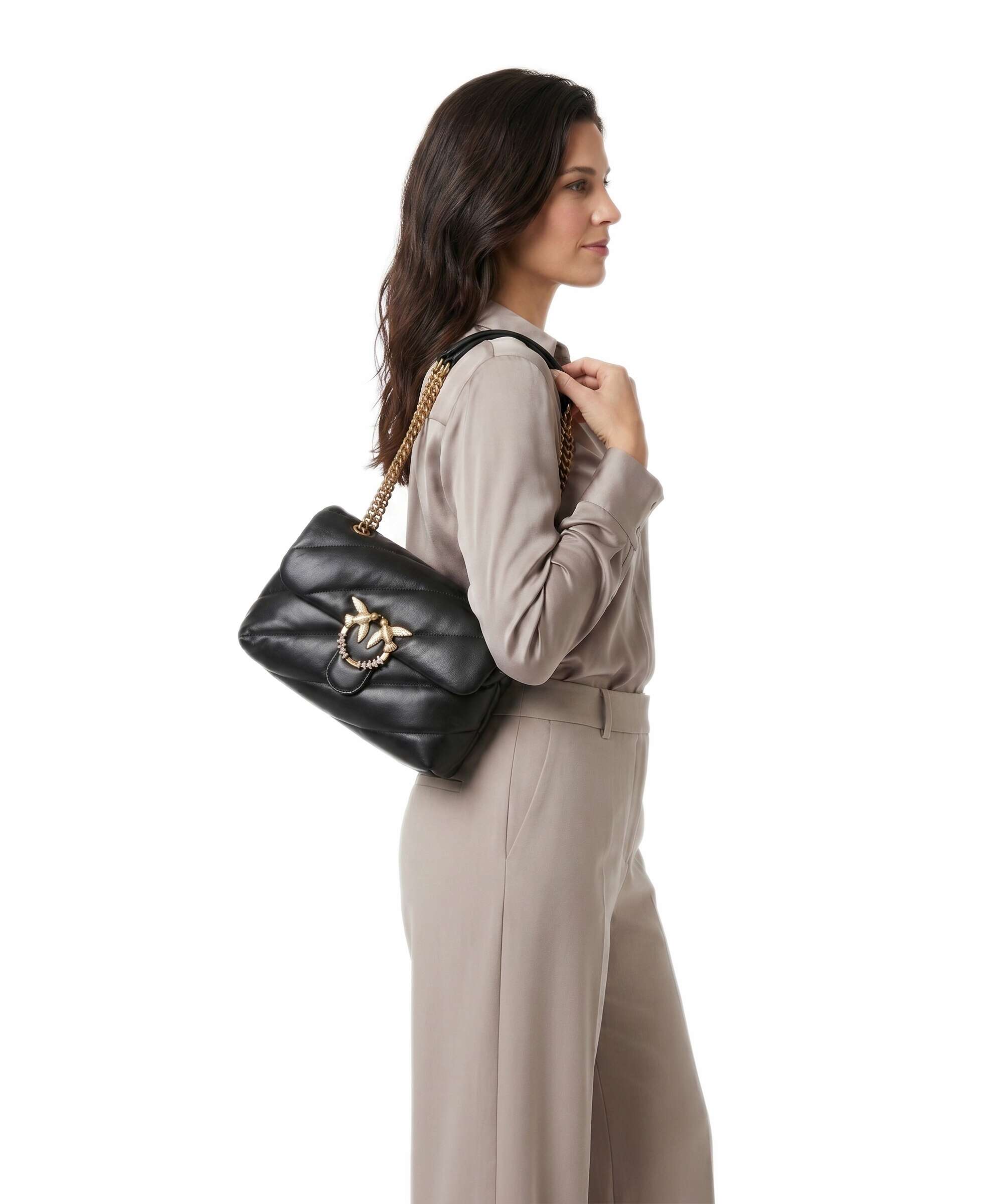 Pinko Love Puff Classic New Buckle Shoulder bag nero/antique gold