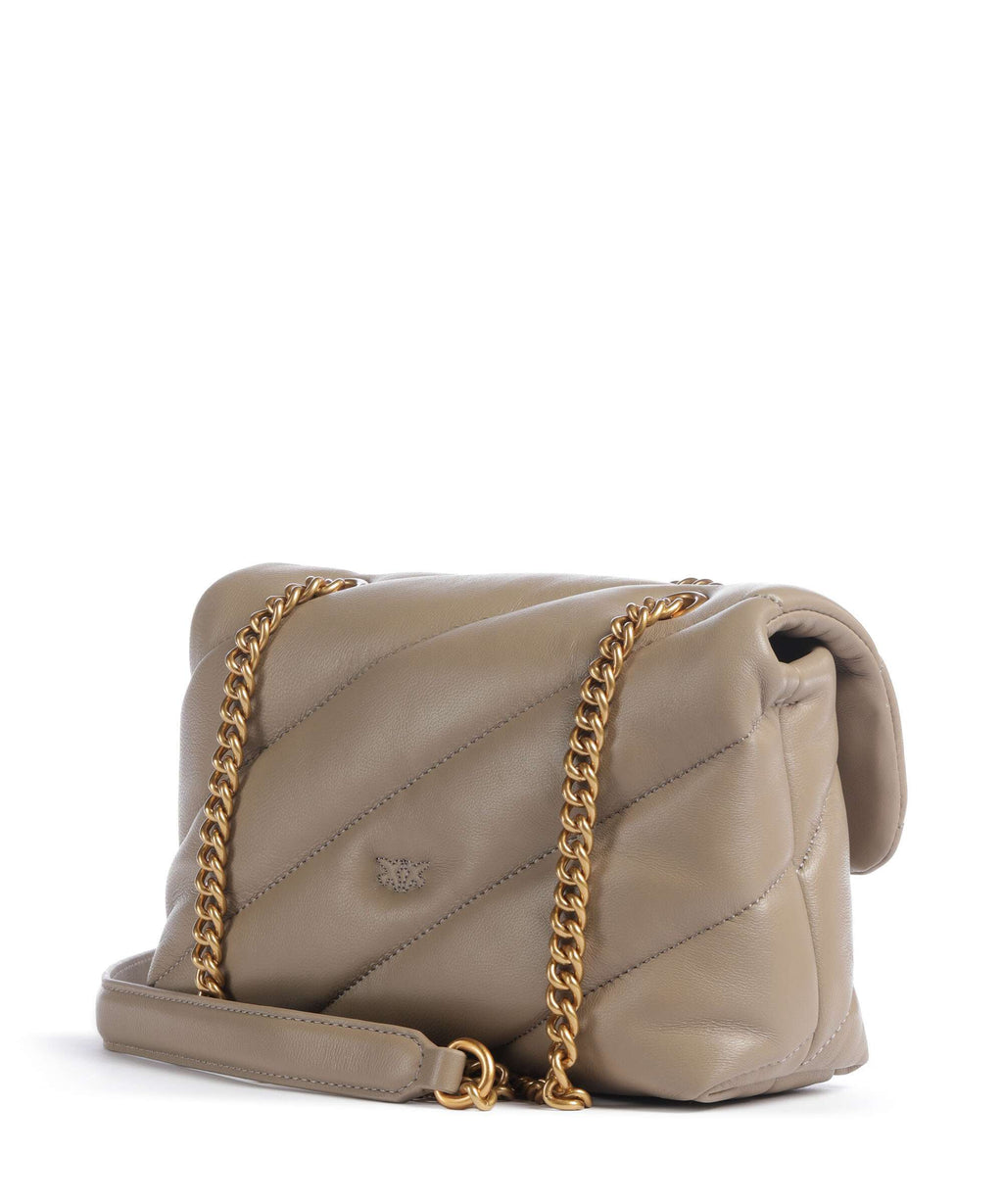 Pinko Love Puff Mini New Buckle Shoulder bag grigio talpa/antique gold
